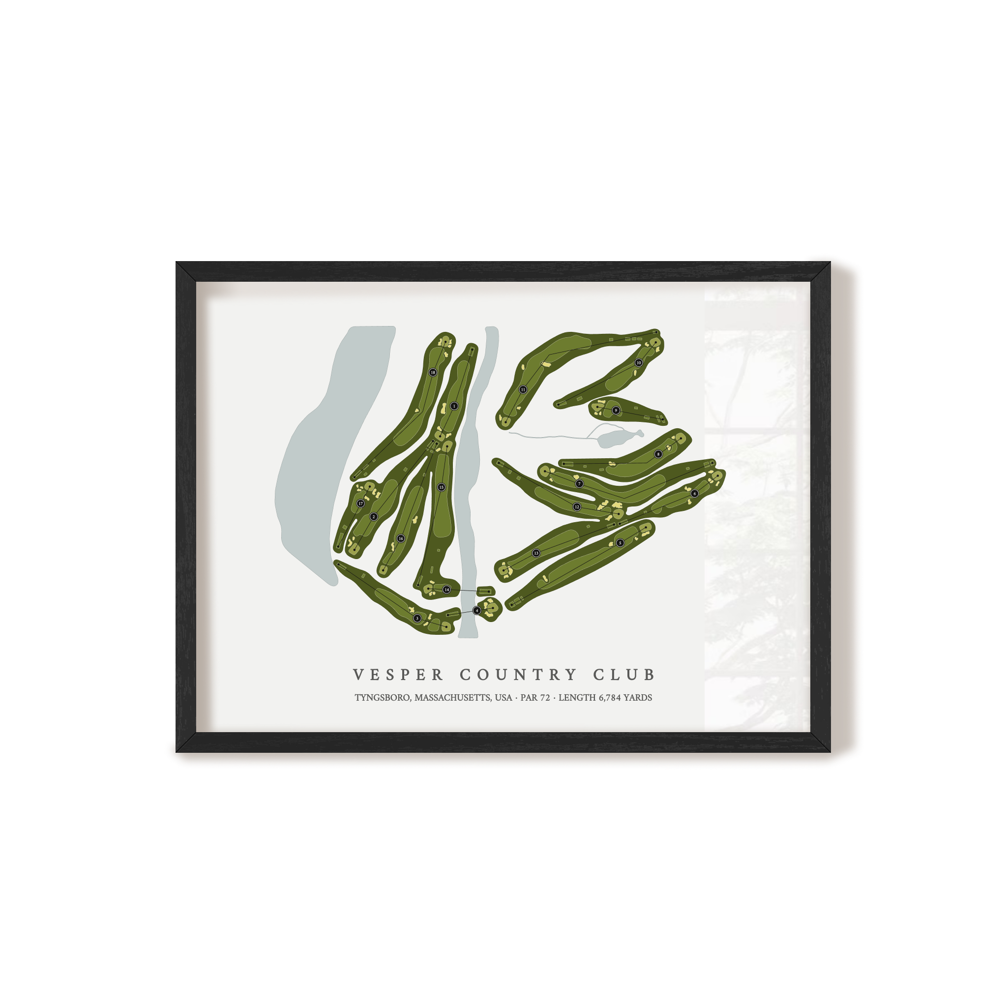 Vesper Country Club | Golf Course Map | Black Frame