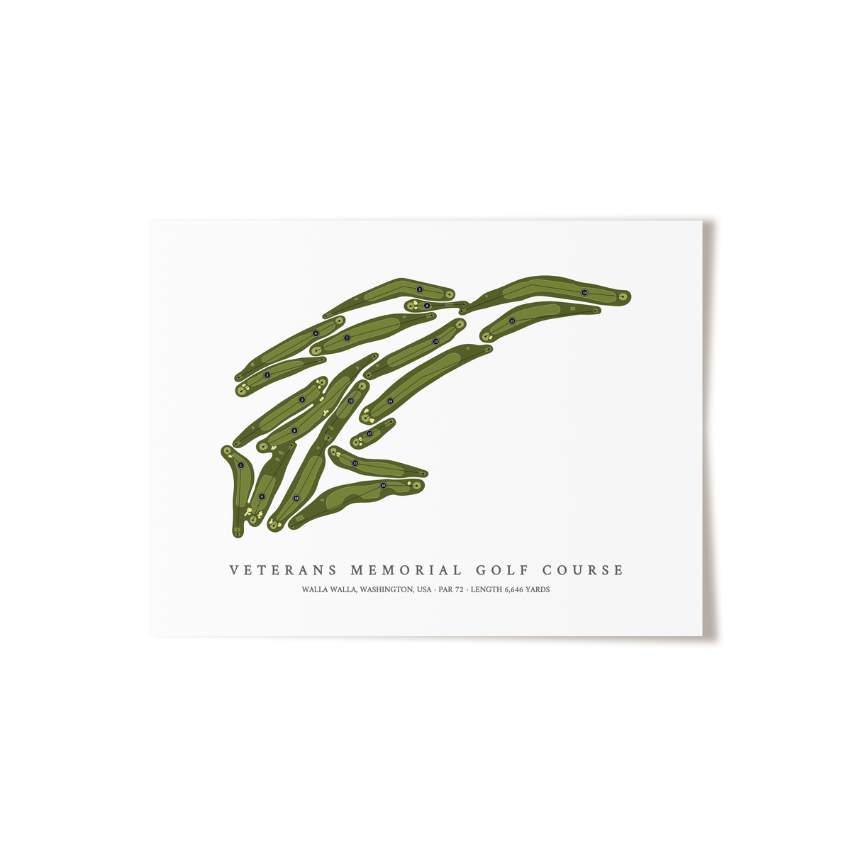 Veterans Memorial Golf Course | Golf Course Map | Unframed
