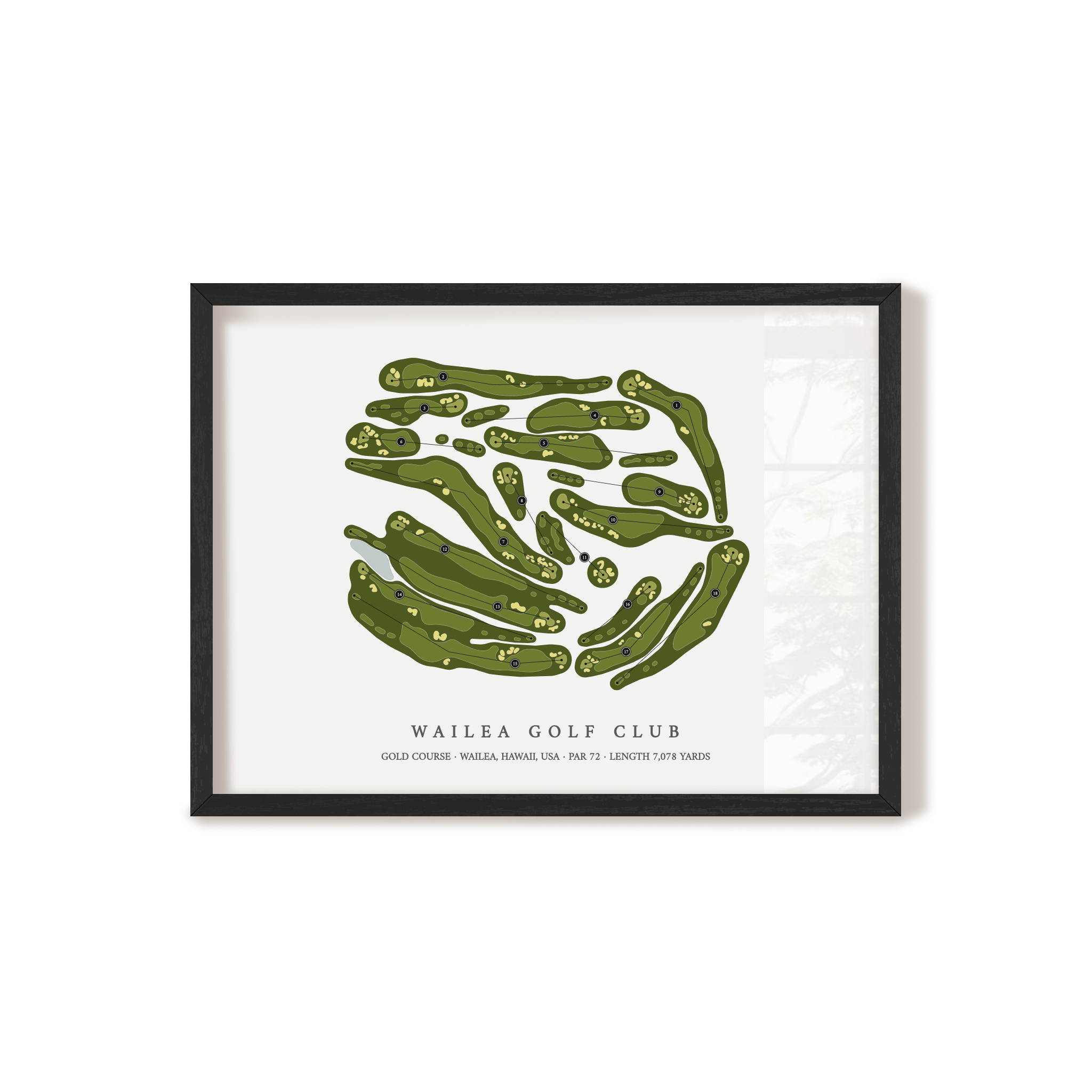 Wailea Golf Club - Gold Course | Golf Course Map | Black Frame