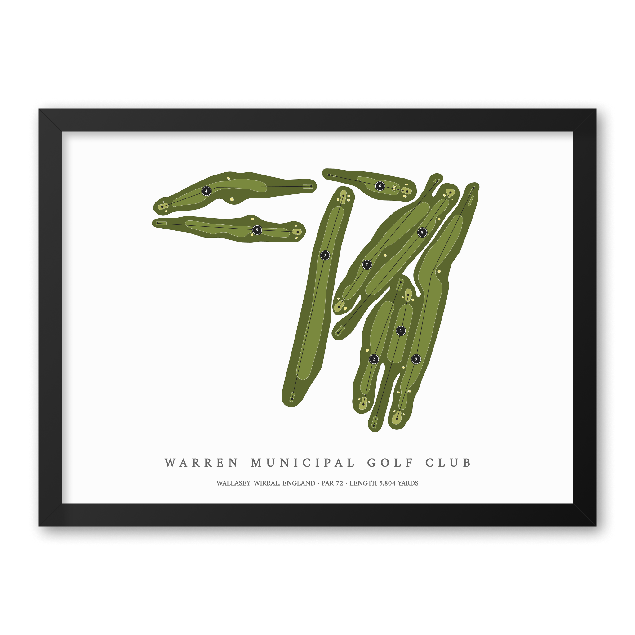 Warren Municipal Golf Club | Golf Course Map | Black Frame