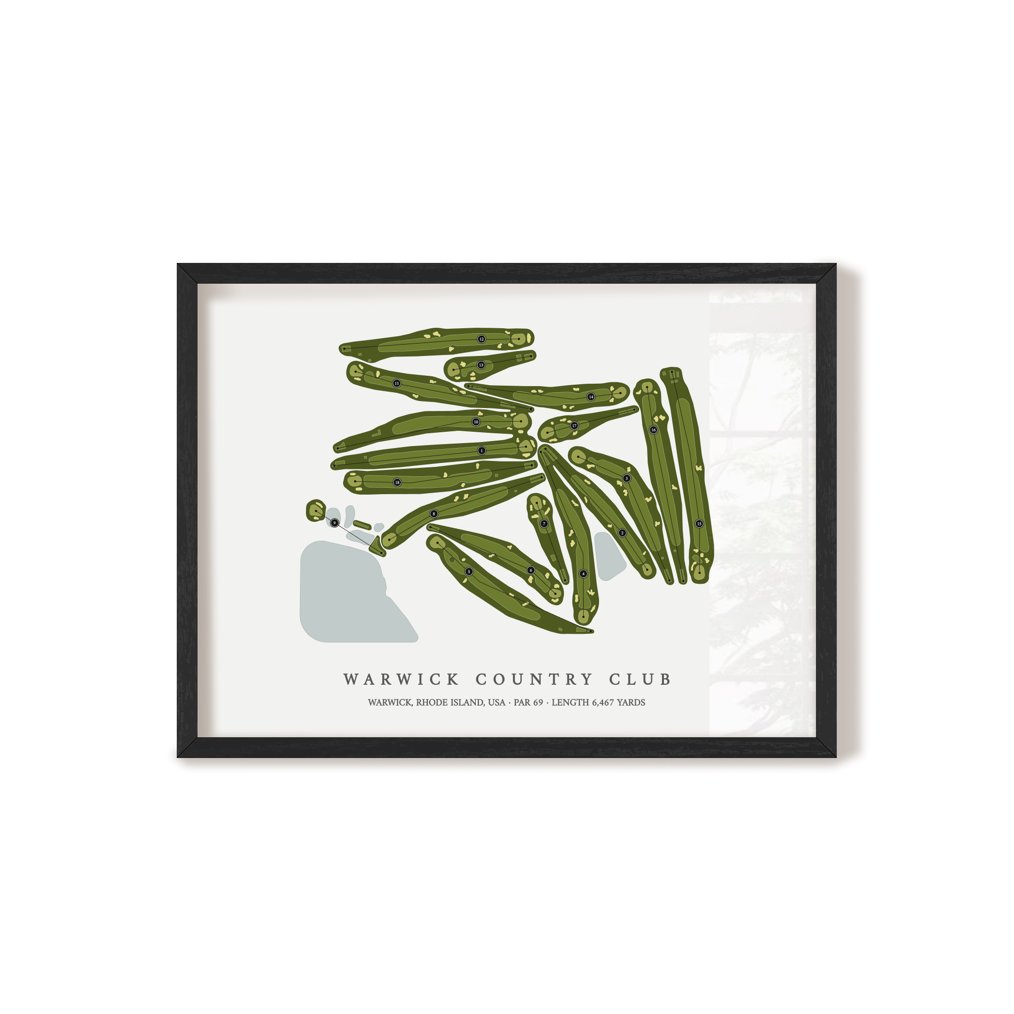 Warwick Country Club | Golf Course Map | Black Frame