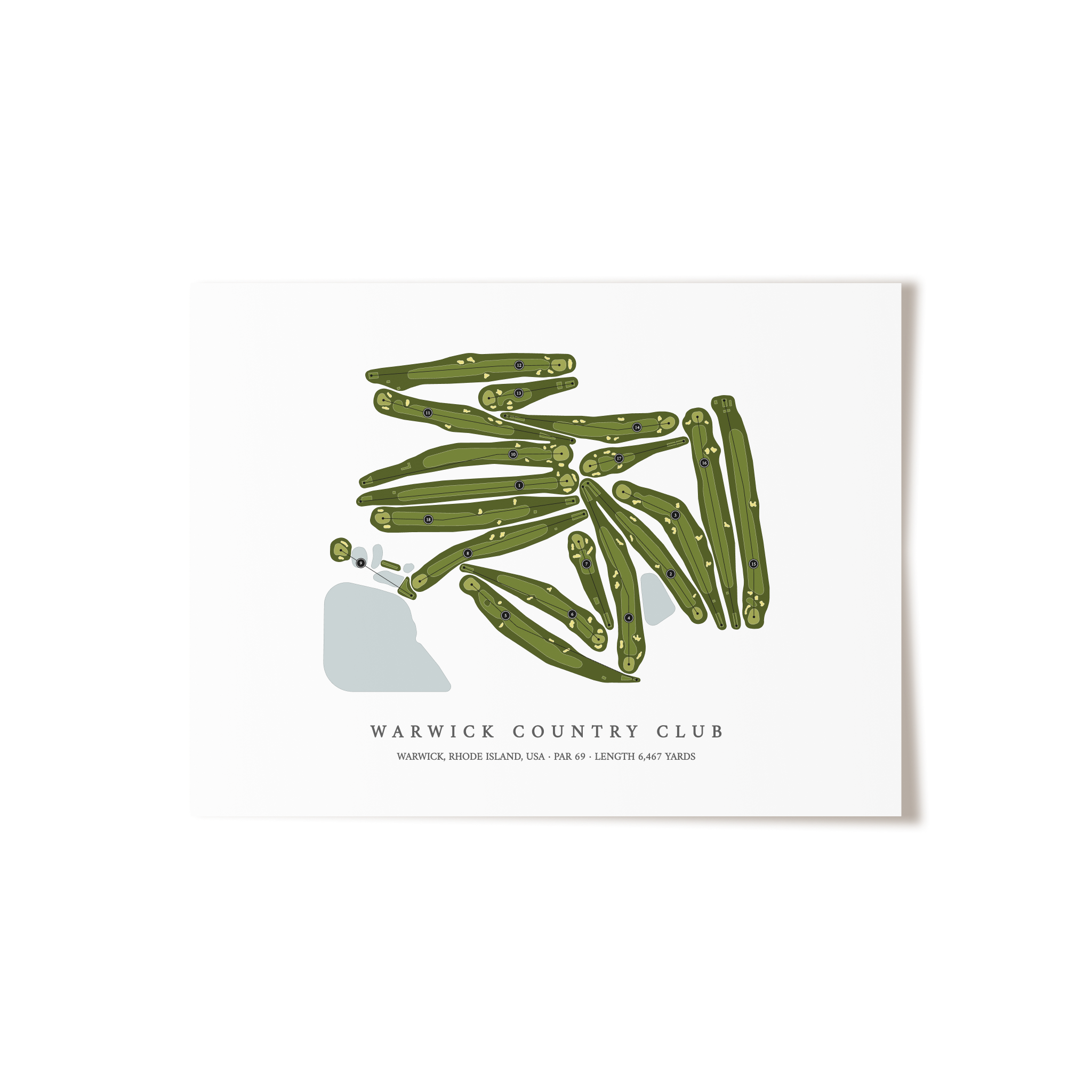 Warwick Country Club | Golf Course Map | Unframed