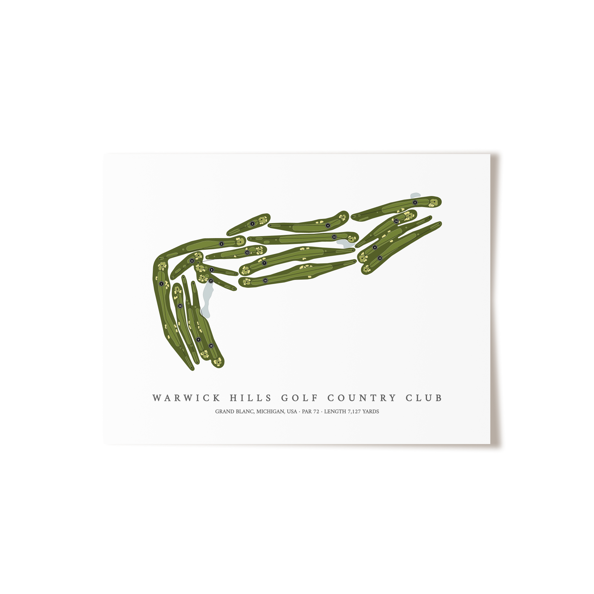 Warwick Hills Golf Country Club | Golf Course Map | Unframed