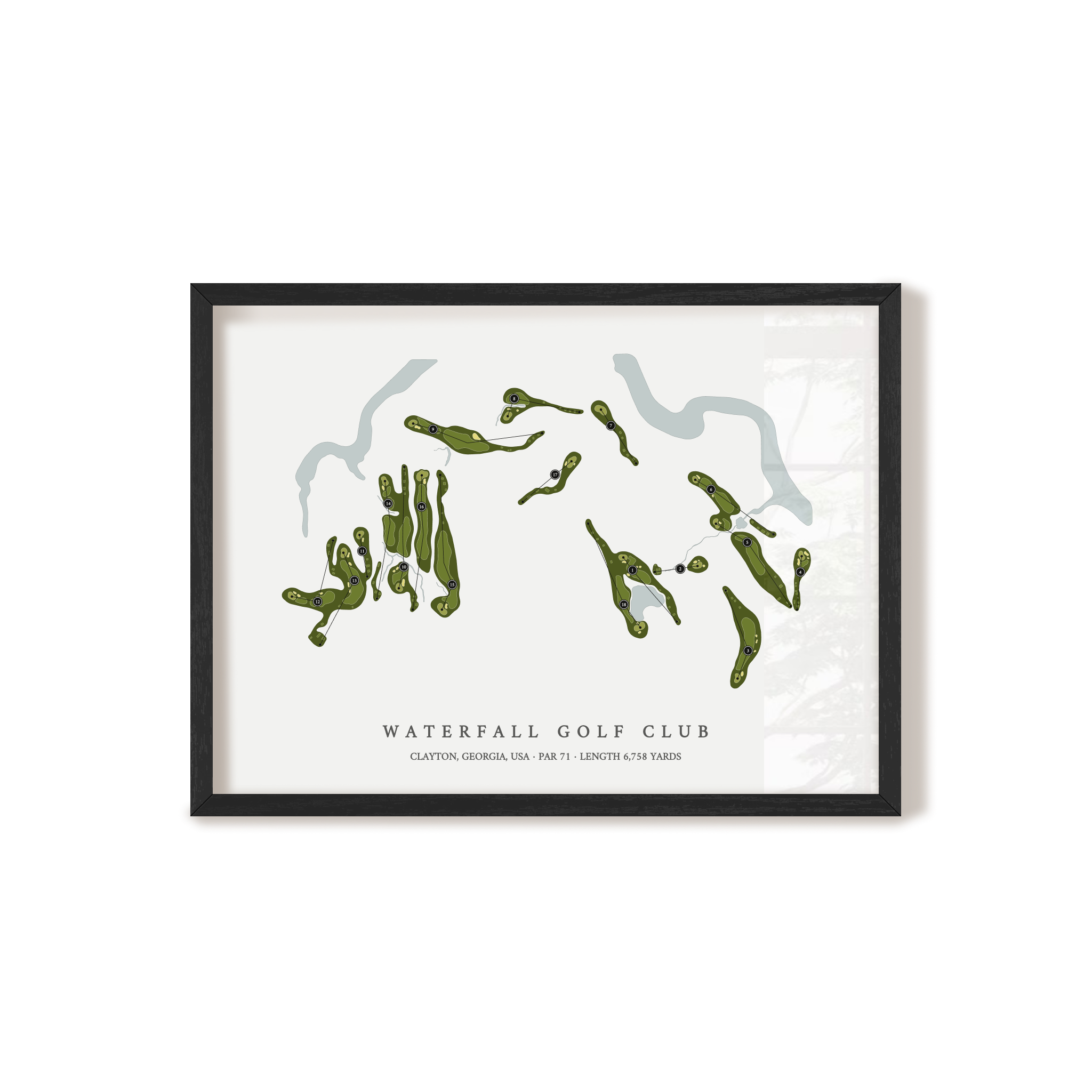 Waterfall Golf Club | Golf Course Print | Black Frame