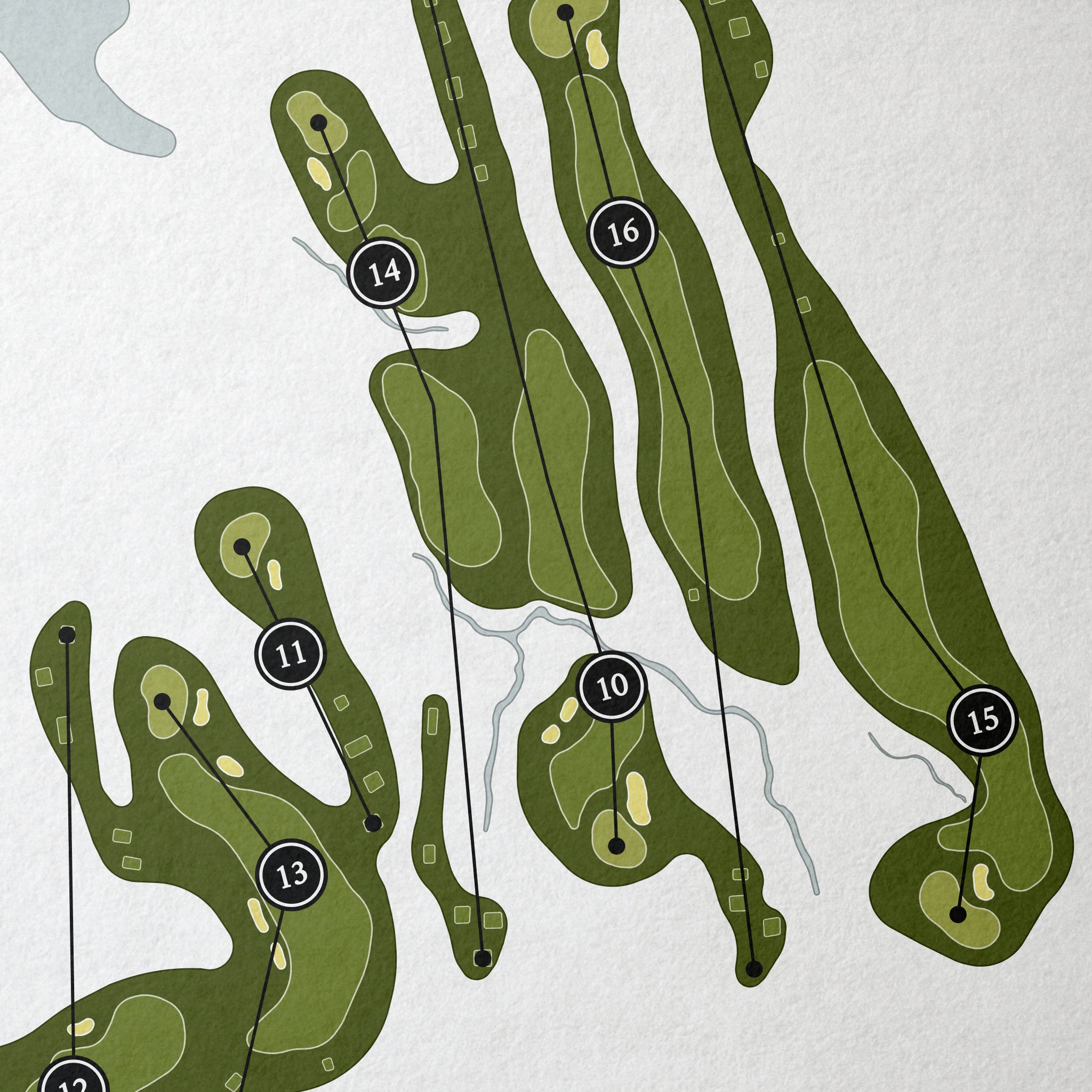 Waterfall Golf Club | Golf Course Print | Close Up