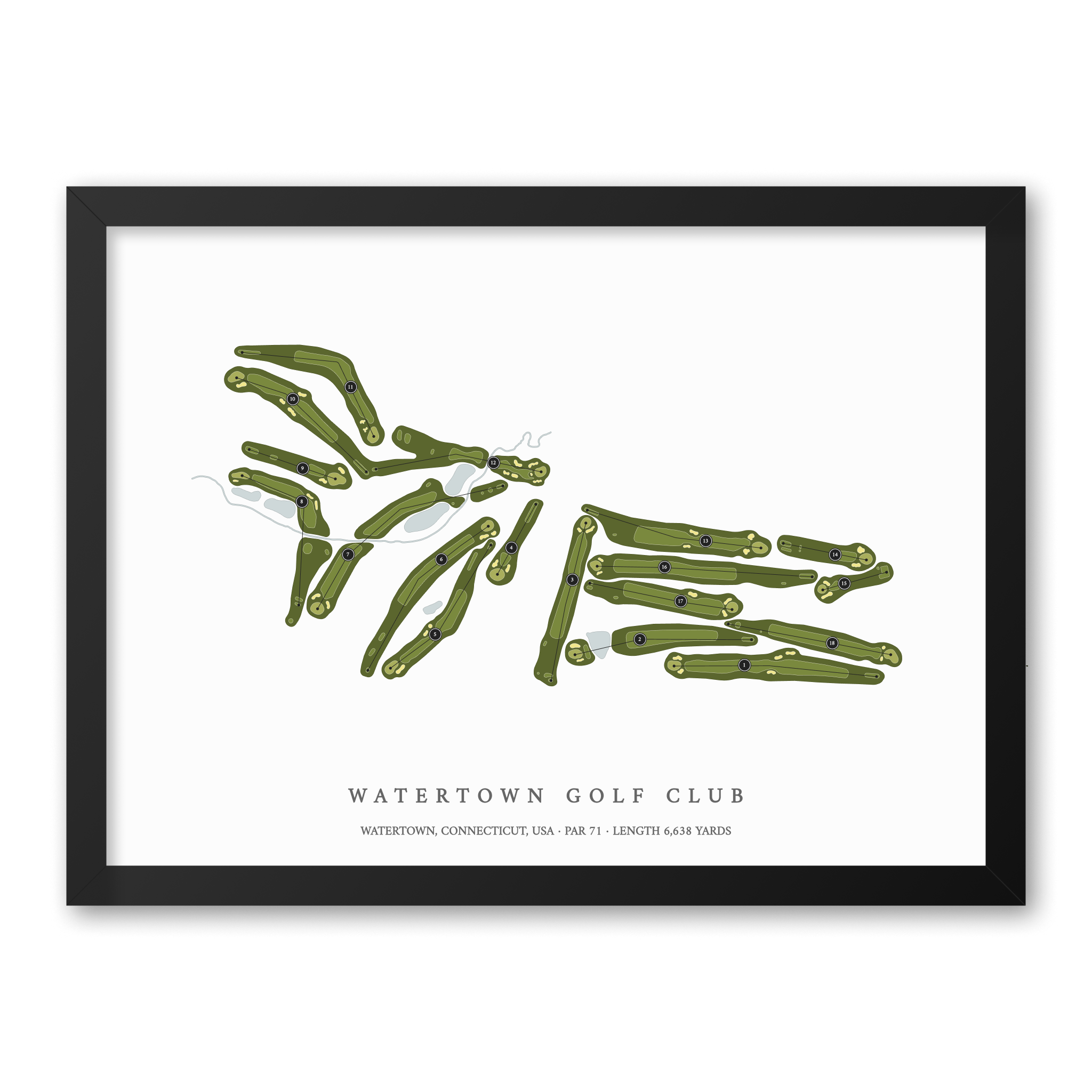 Watertown Golf Club | Golf Course Print | Black Frame
