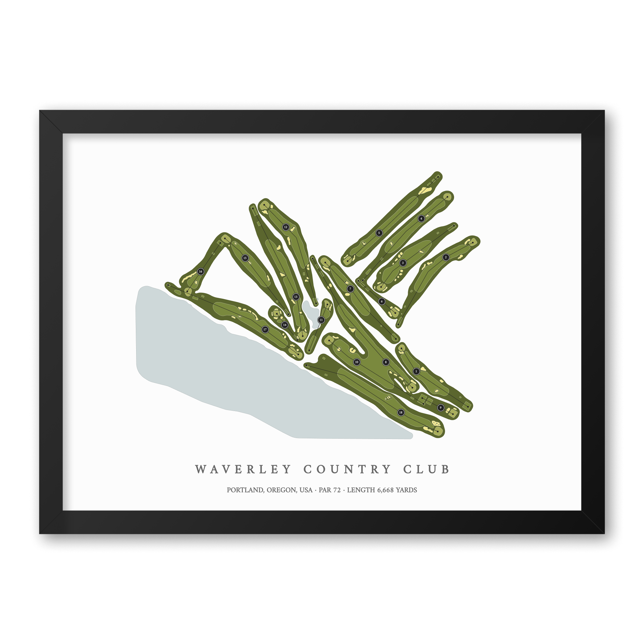 Waverley Country Club | Golf Course Map | Black Frame