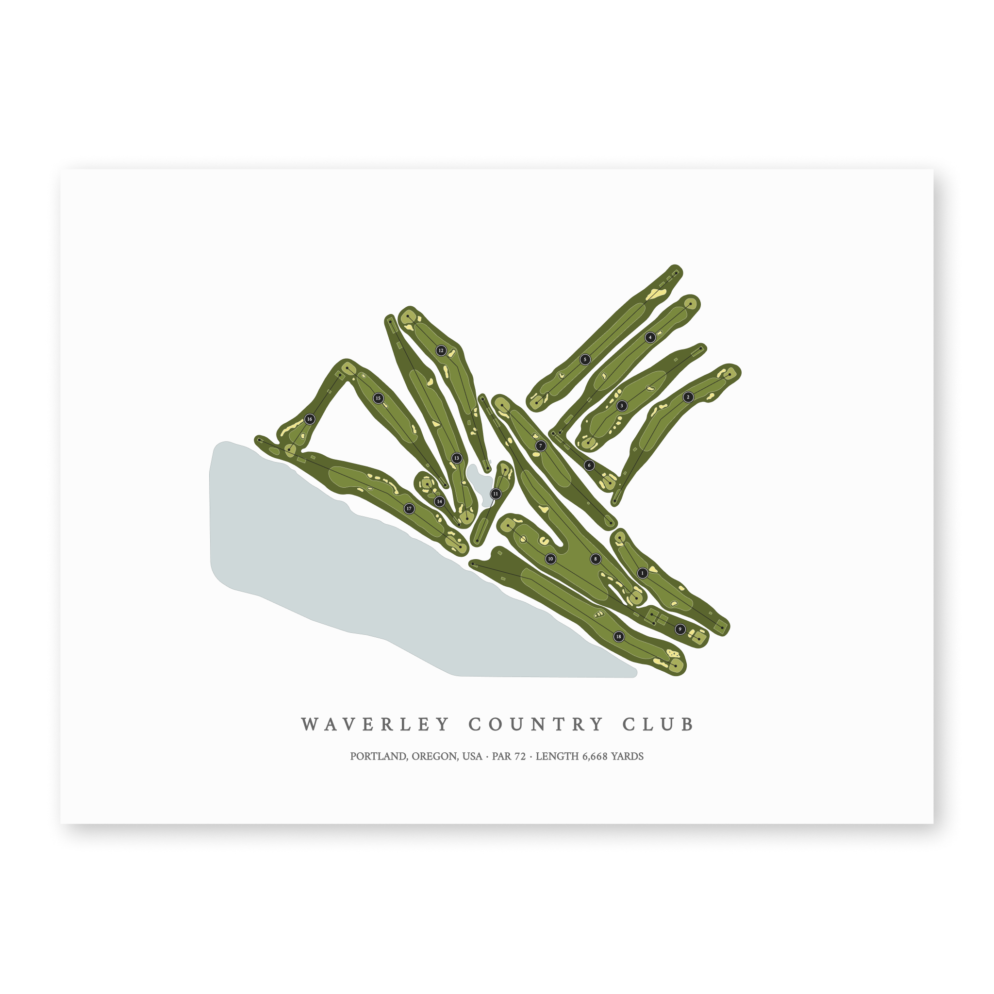 Waverley Country Club | Golf Course Map | Unframed