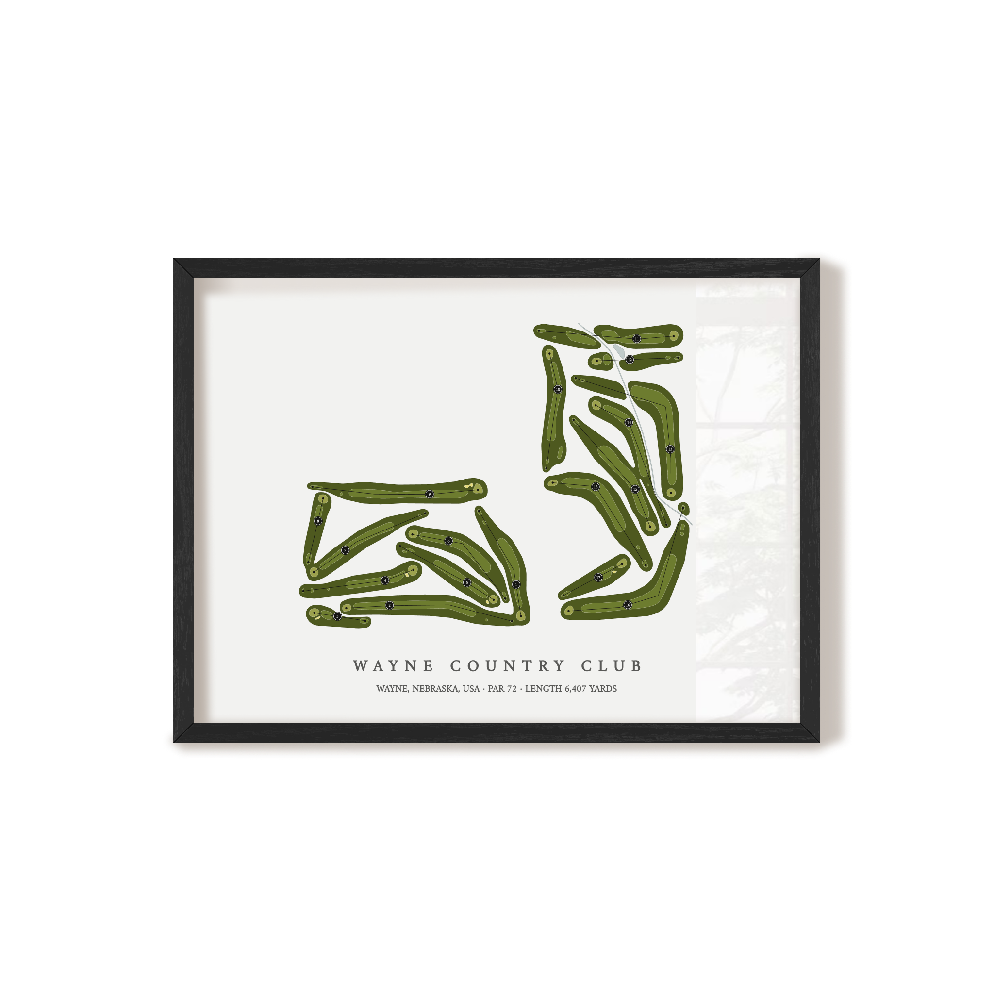 Wayne Country Club | Golf Course Map | Black Frame