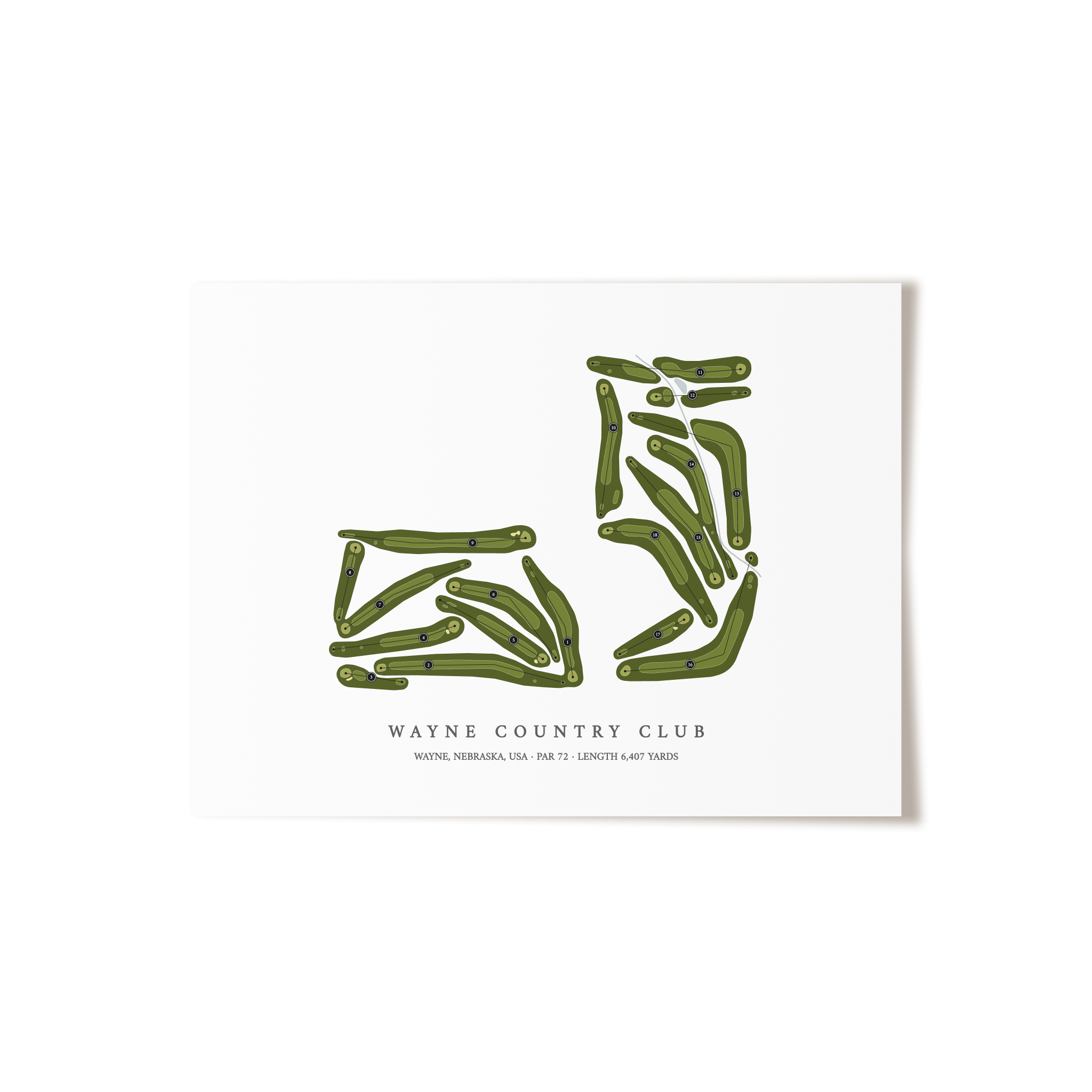 Wayne Country Club | Golf Course Map | Unframed