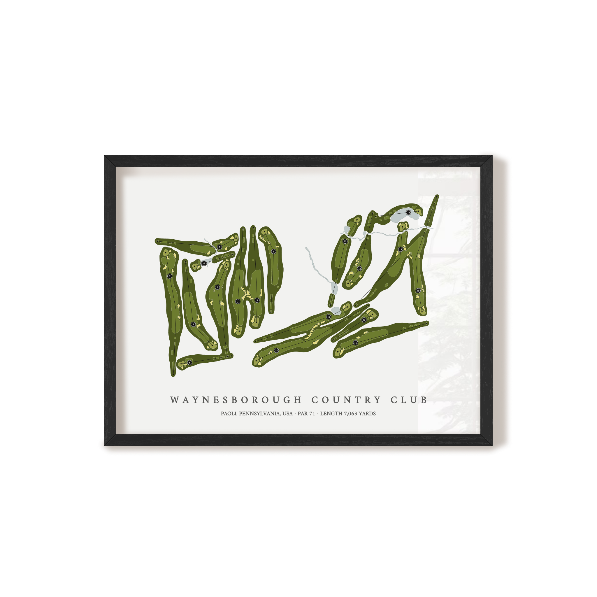 Waynesborough Country Club | Golf Course Map | Black Frame