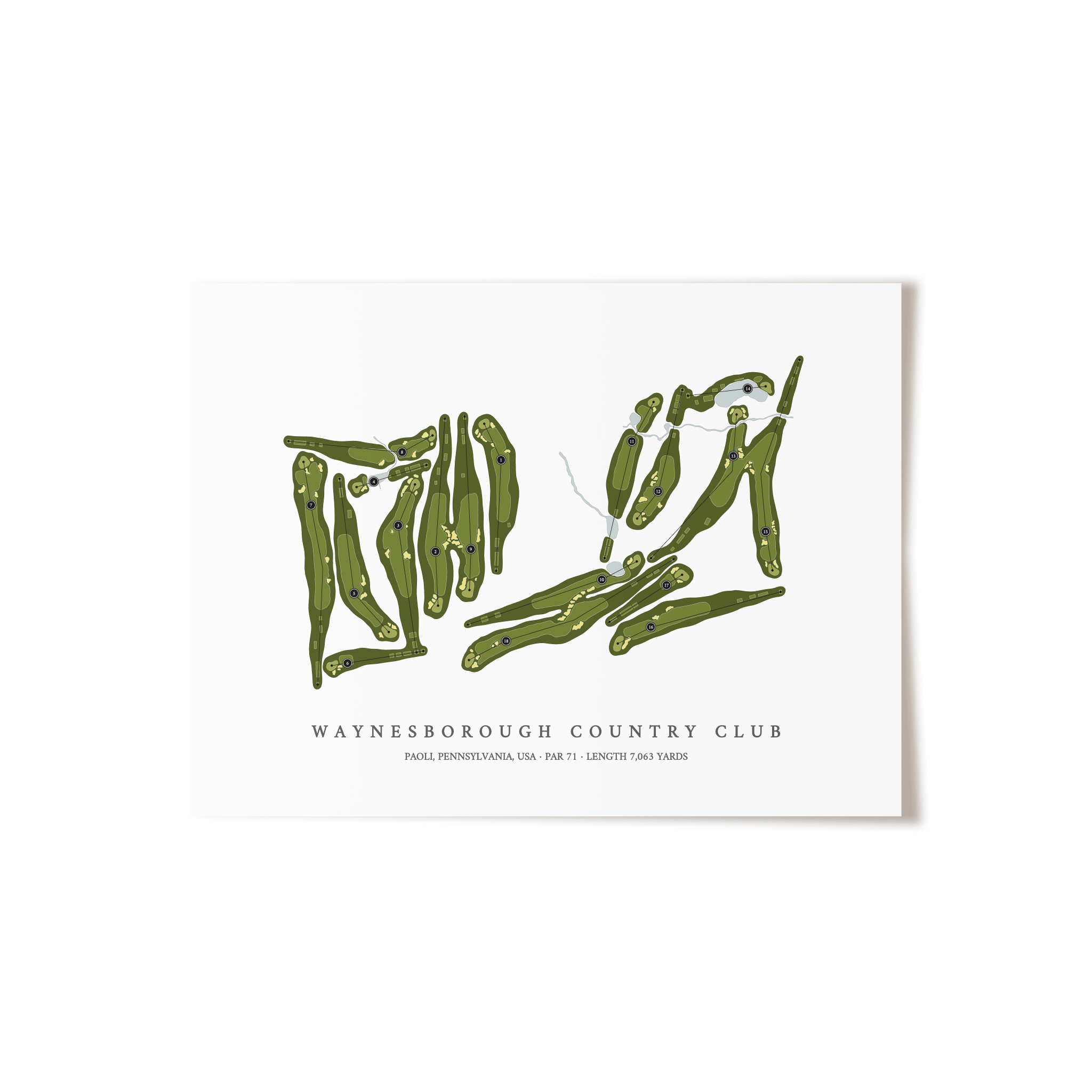 Waynesborough Country Club | Golf Course Map | Unframed