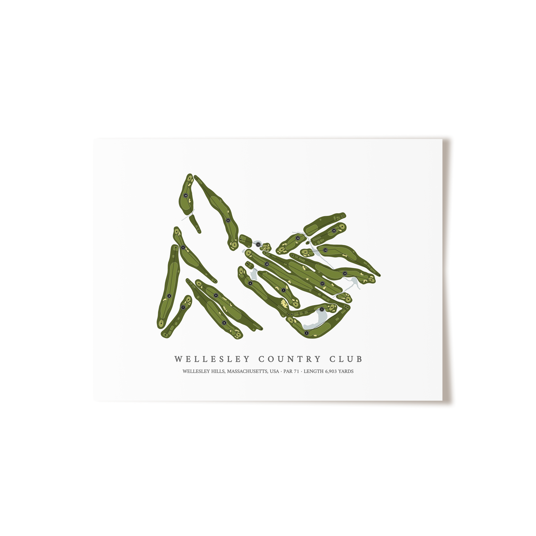 Wellesley Country Club | Golf Course Map | Unframed