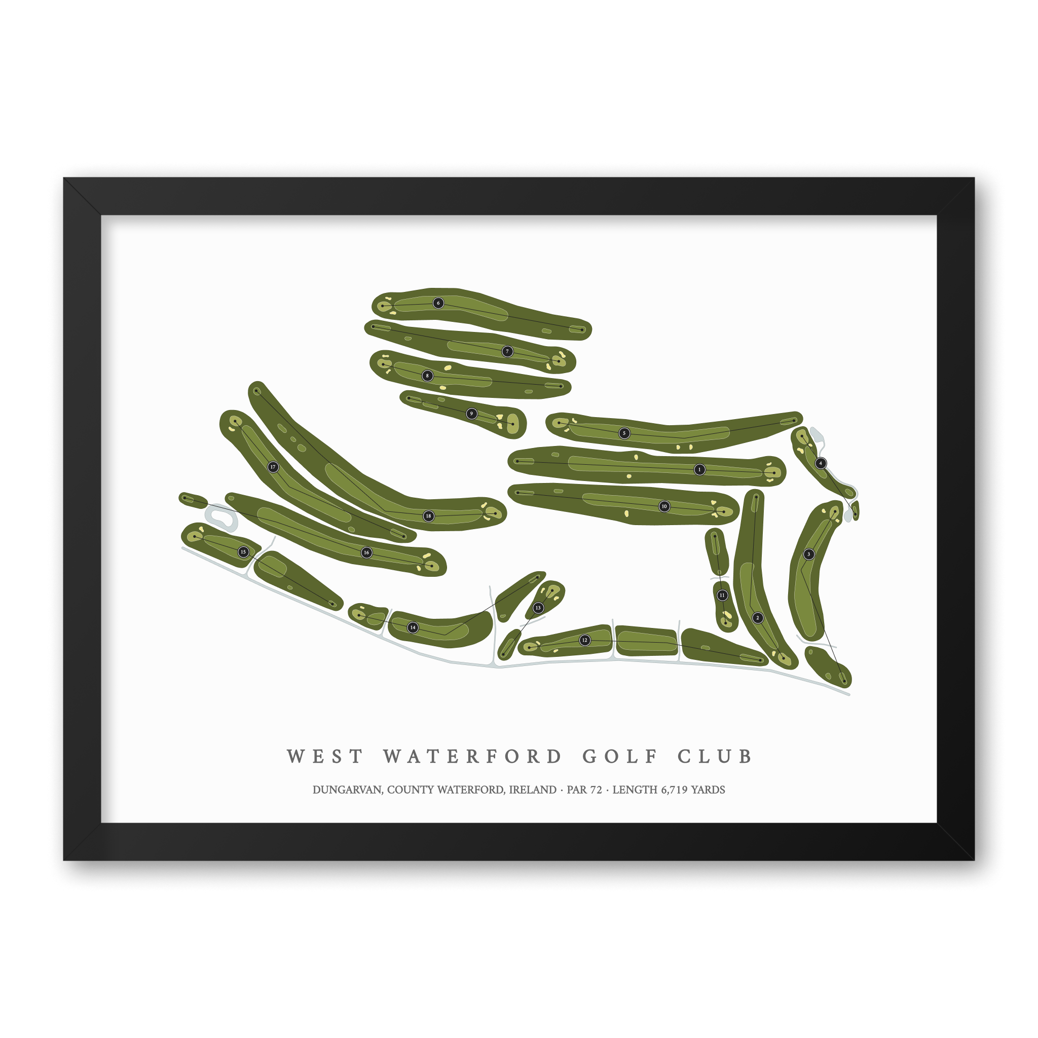 West Waterford Golf Club | Golf Course Map | Black Frame