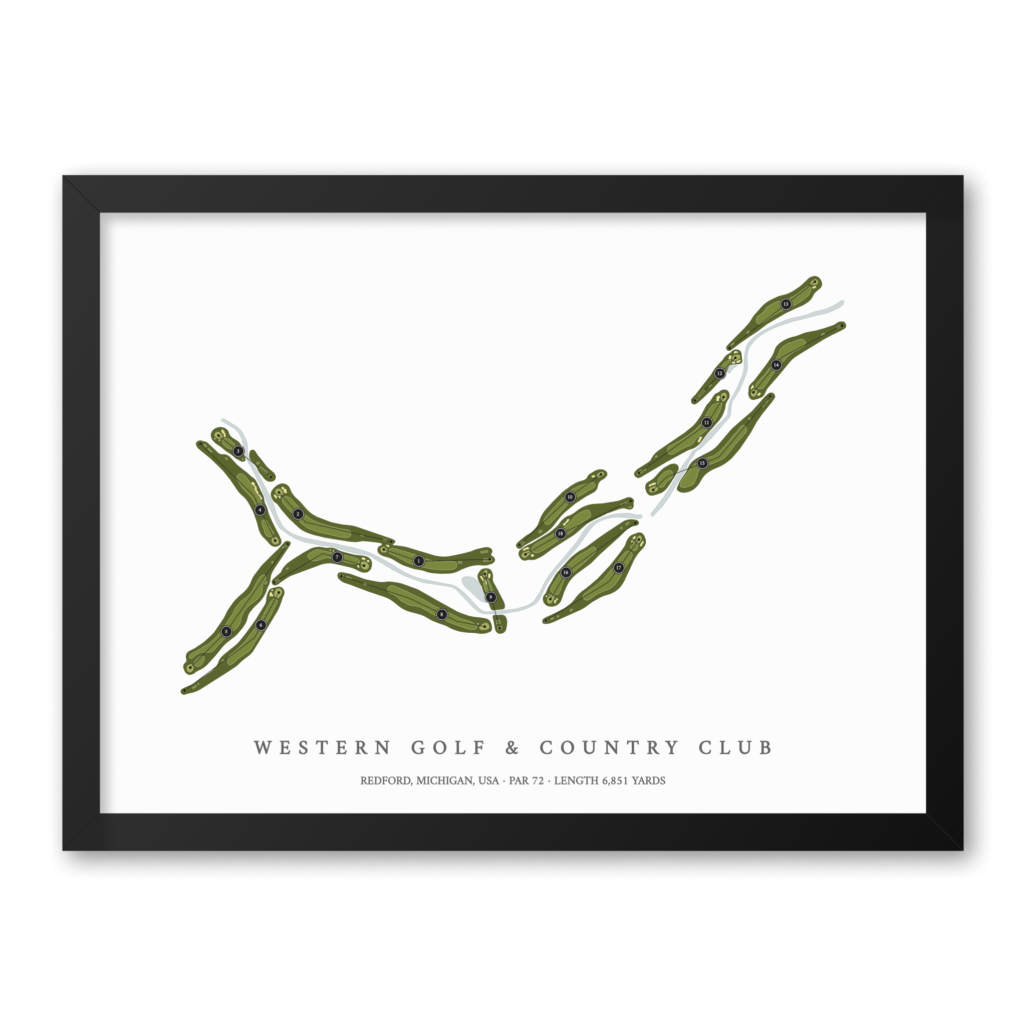 Western Golf & Country Club | Golf Course Map | Black Frame