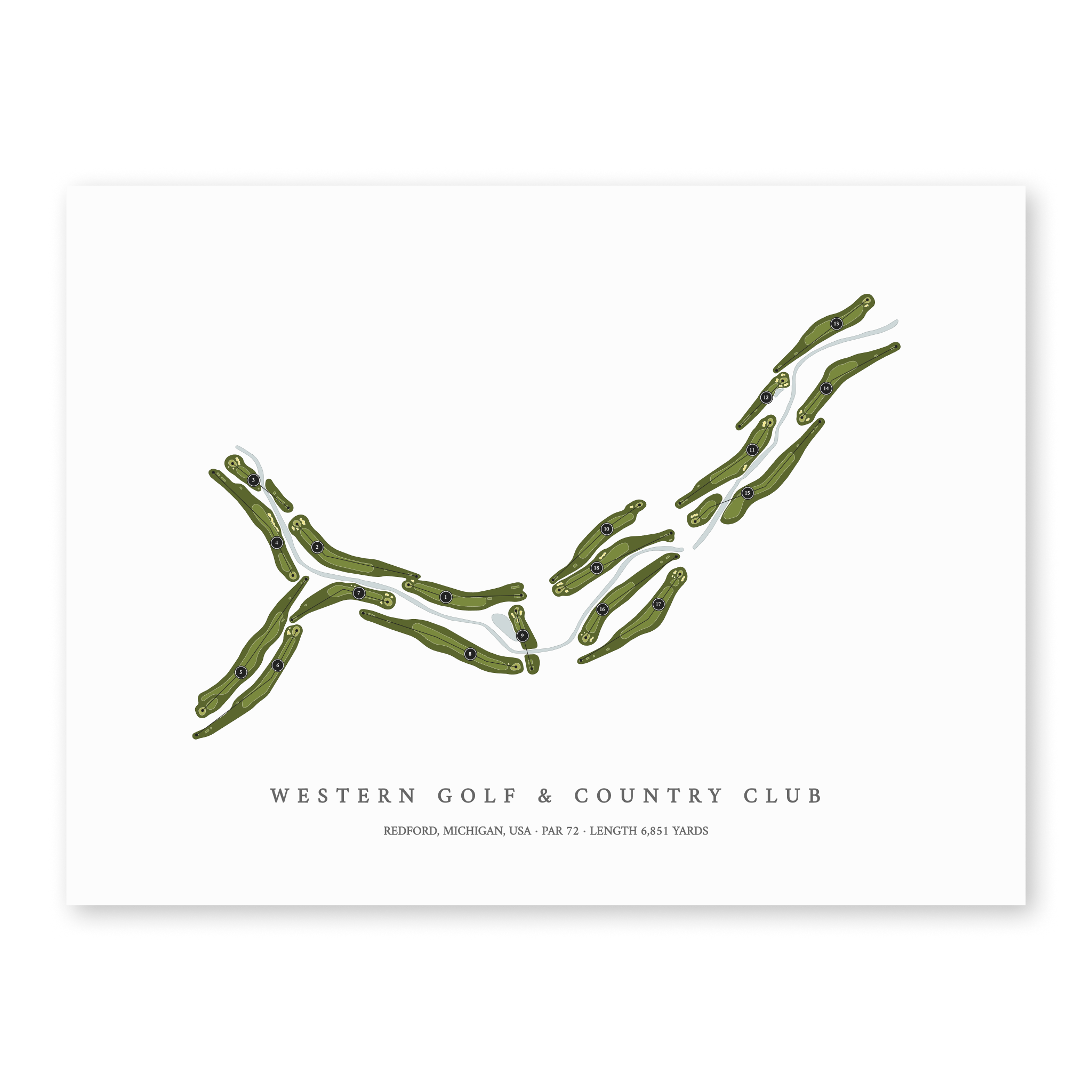 Western Golf & Country Club | Golf Course Map | Unframed