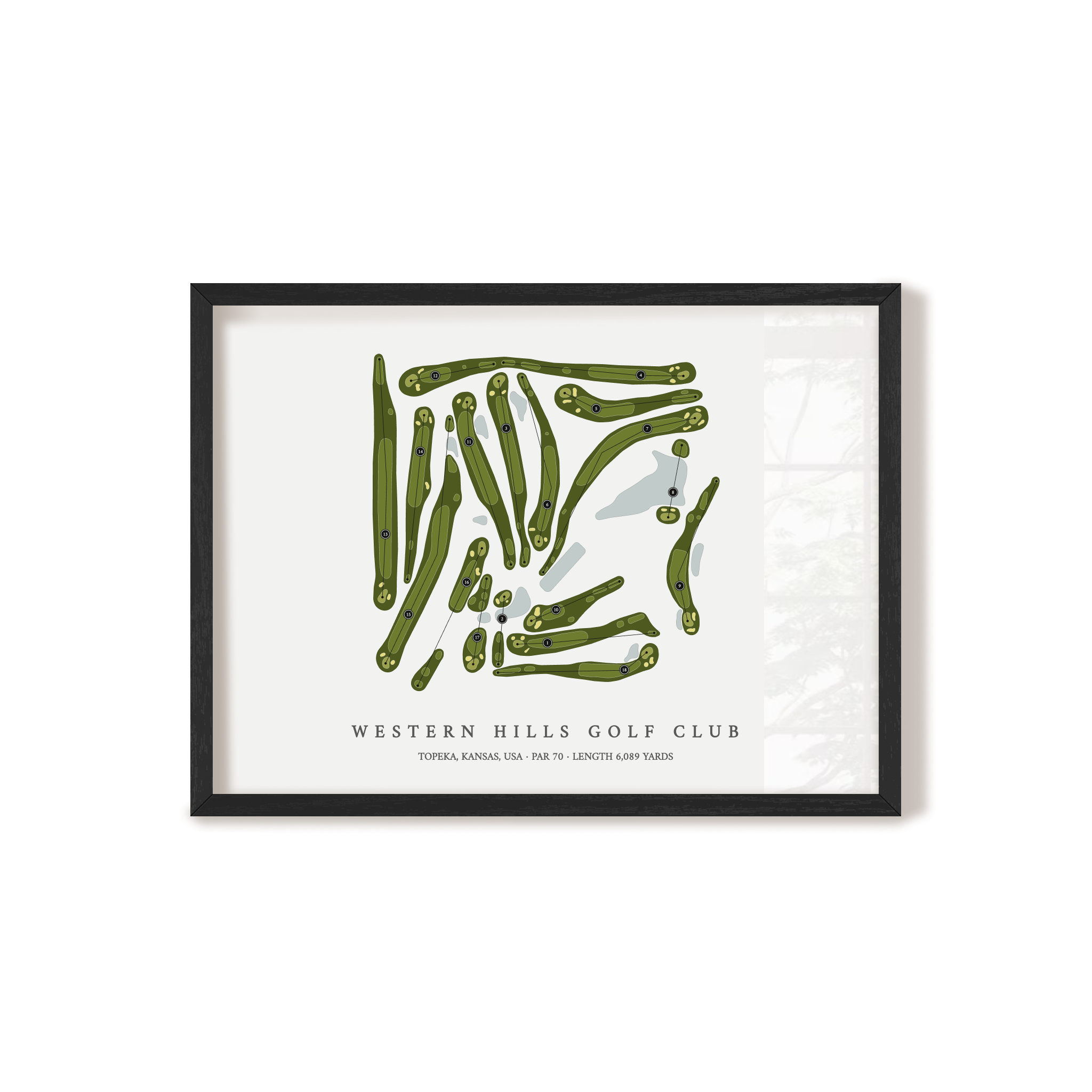 Western Hills Golf Club | Golf Course Map | Black Frame