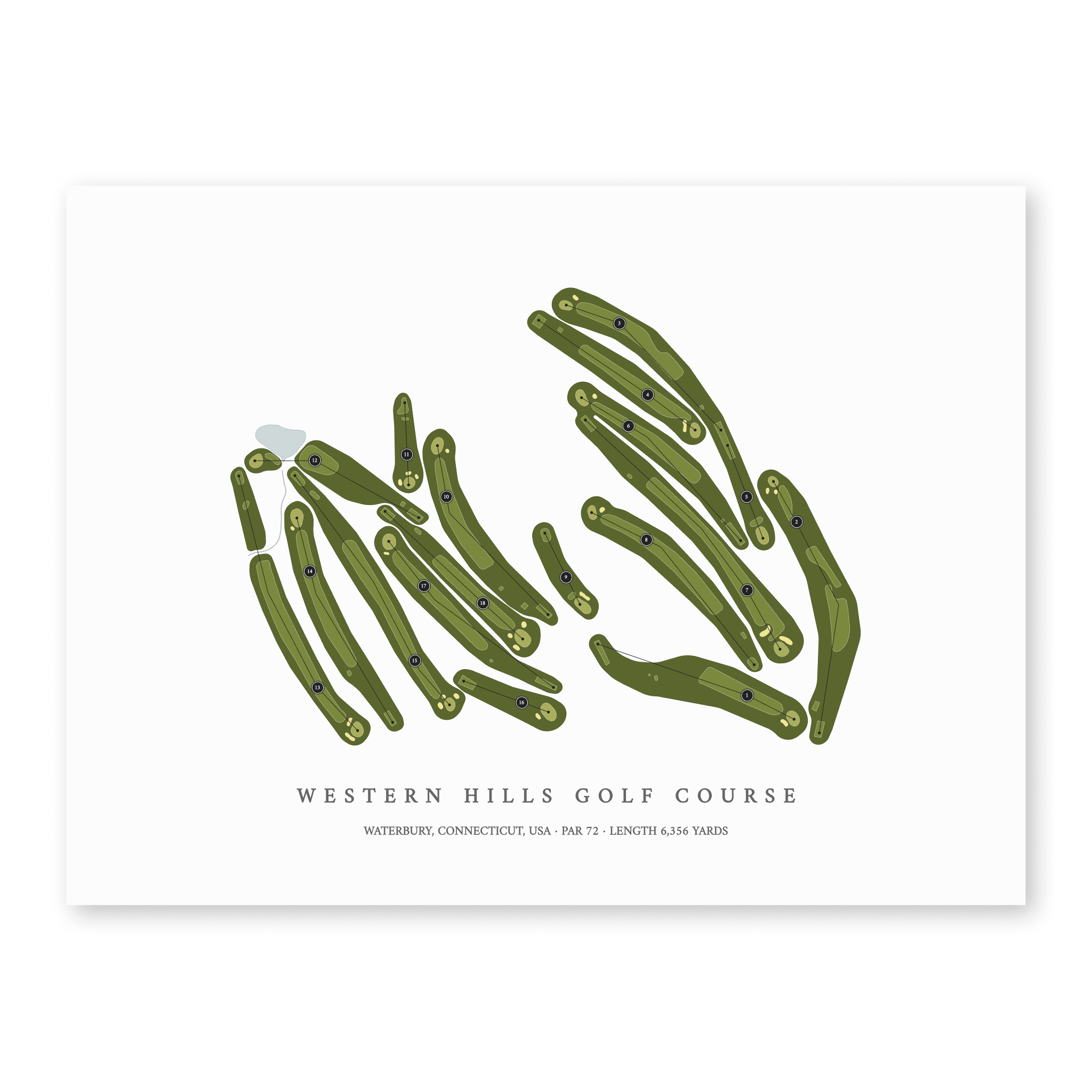 Western Hills Golf Course | Golf Course Map | Unframed