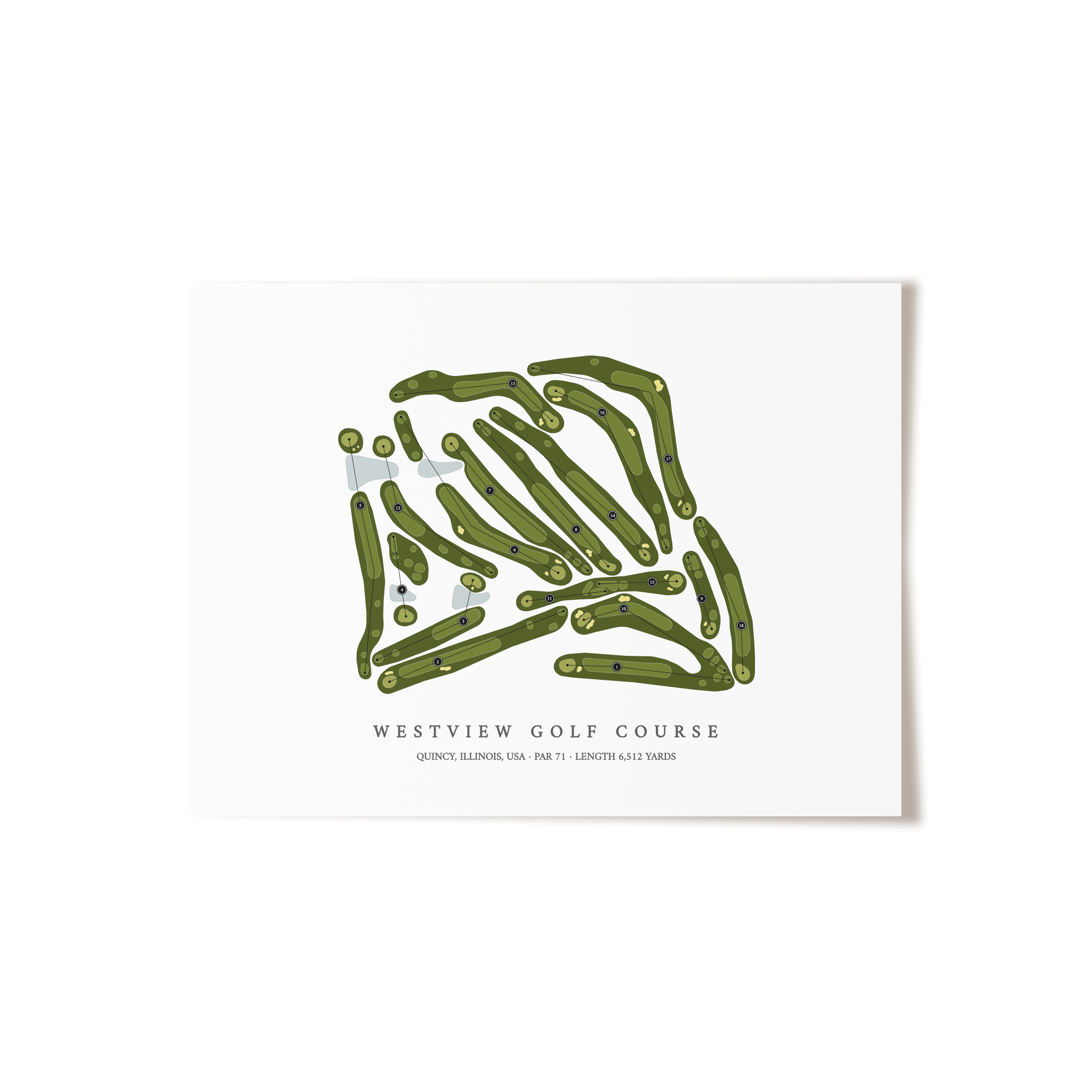Westview Golf Course - Eighteen Hole Course | Golf Course Map | Unframed