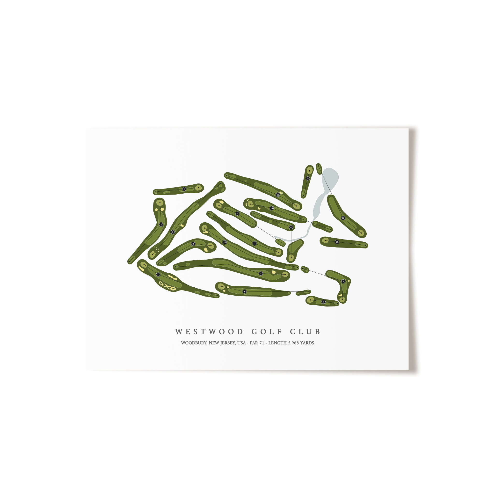 Westwood Golf Club | Golf Course Map | Unframed