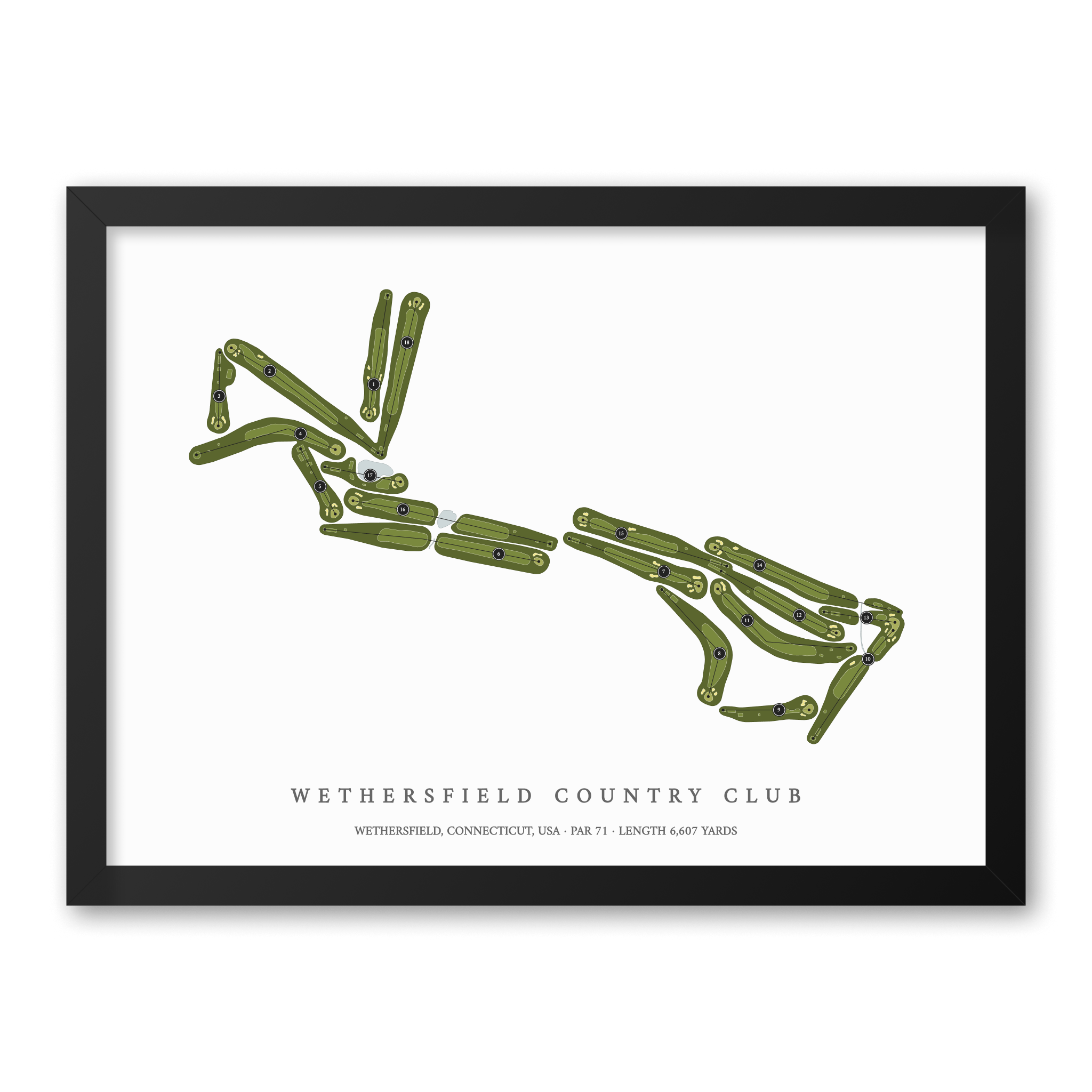 Wethersfield Country Club | Golf Course Map | Black Frame