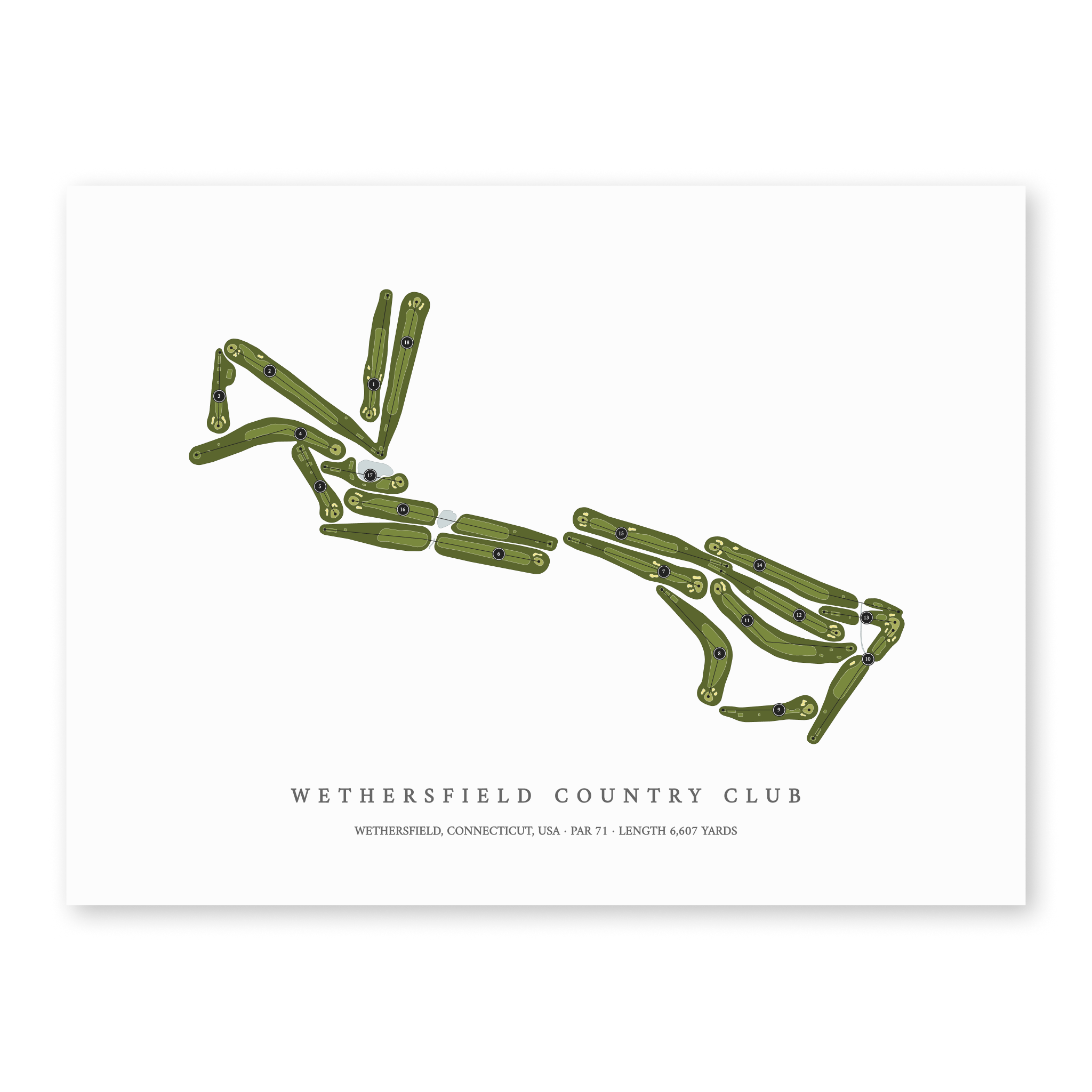 Wethersfield Country Club | Golf Course Map | Unframed
