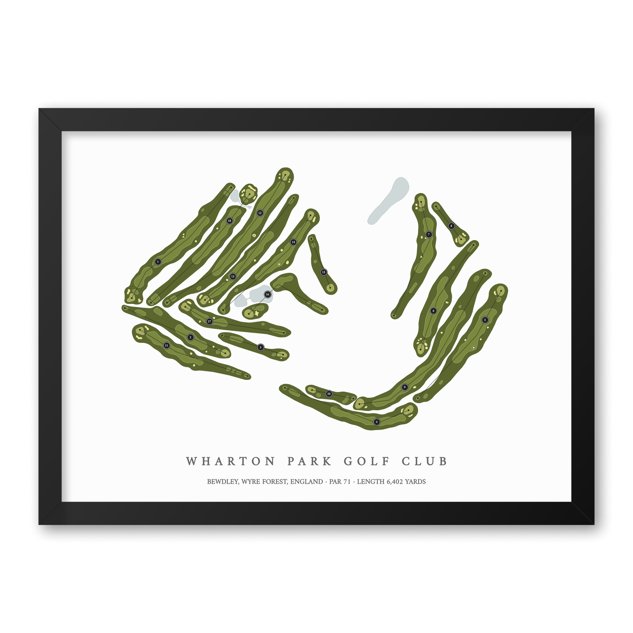 Wharton Park Golf Club | Golf Course Map | Black Frame