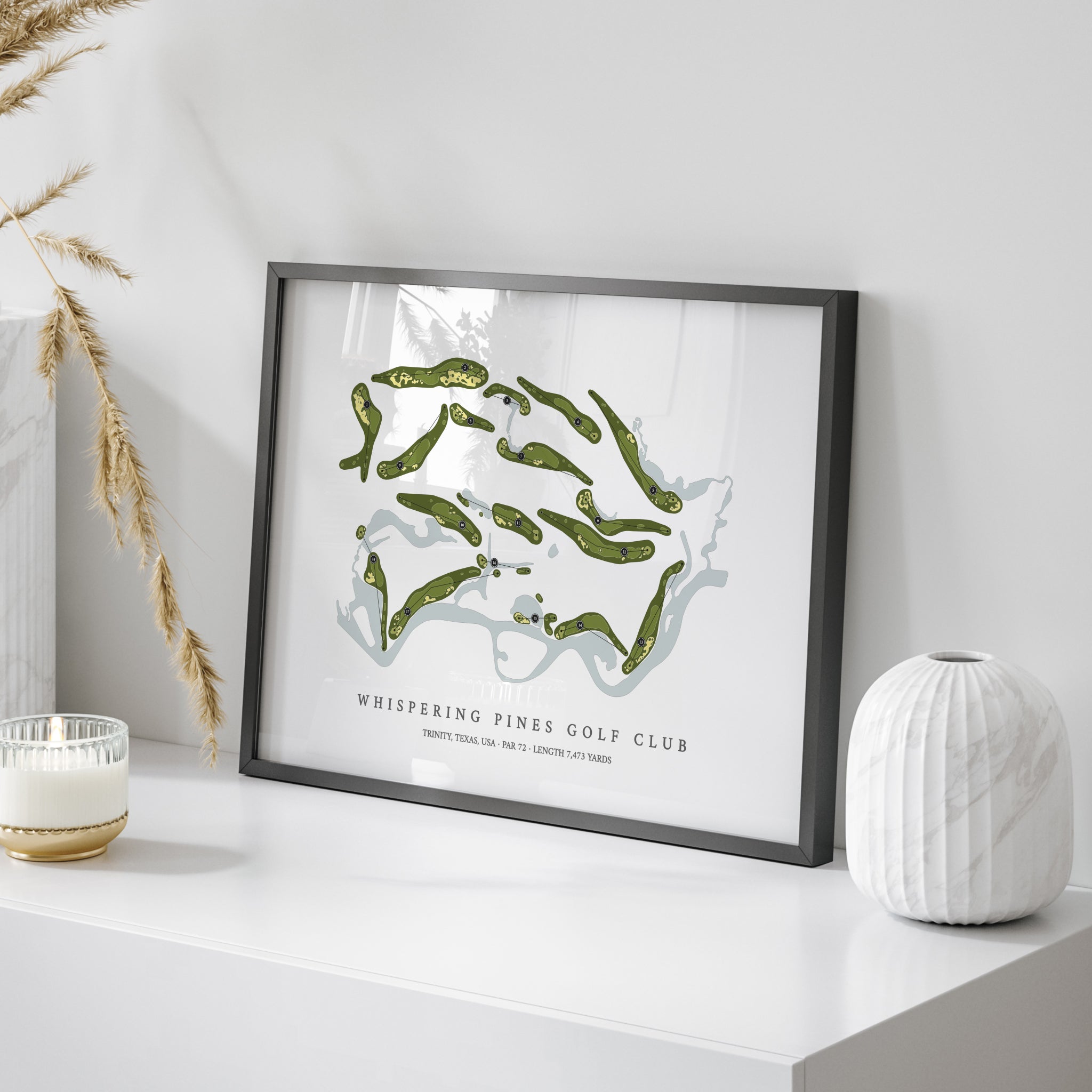 Whispering Pines Golf Club | Golf Course Print | On Table