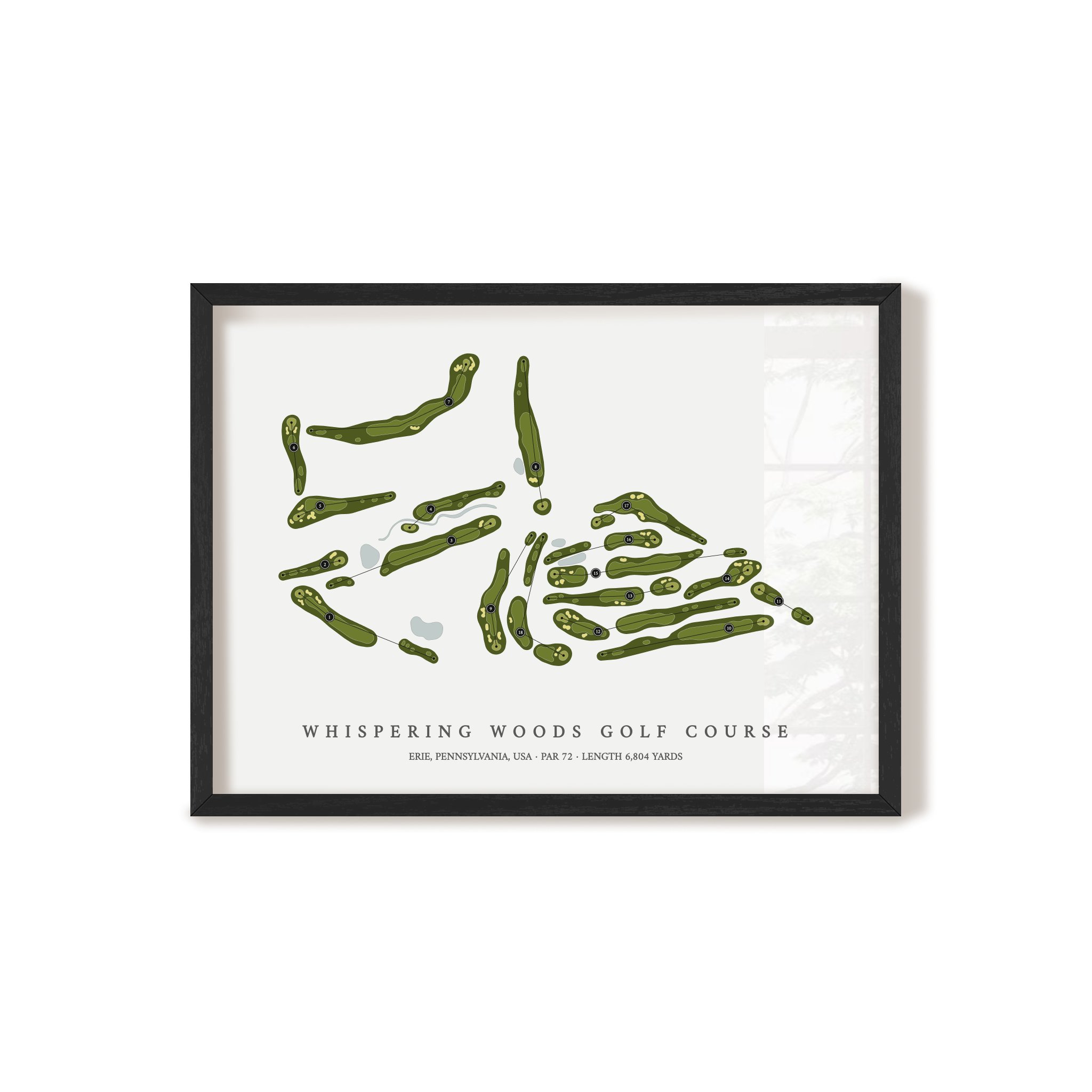 Whispering Woods Golf Course | Golf Course Map | Black Frame
