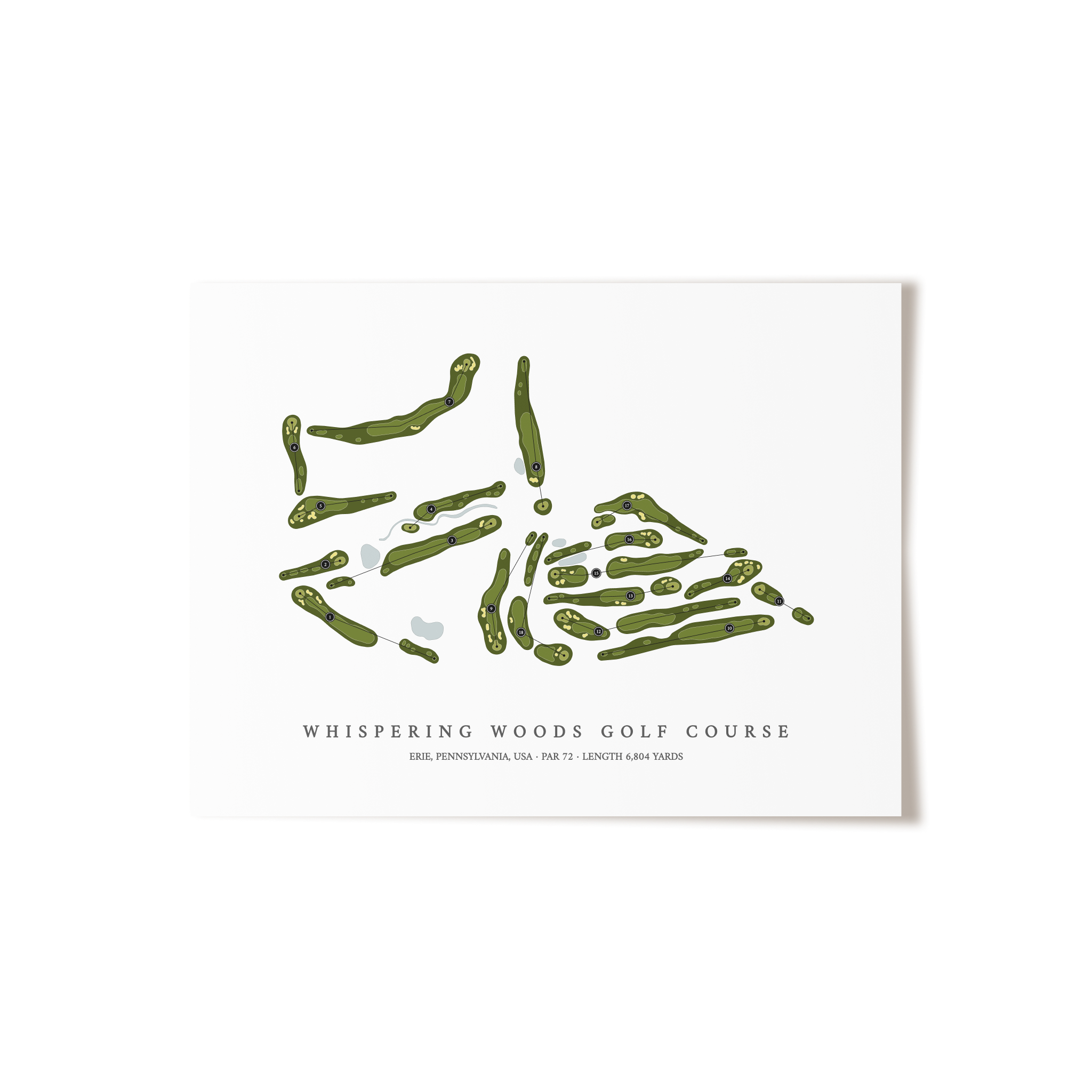 Whispering Woods Golf Course | Golf Course Map | Unframed