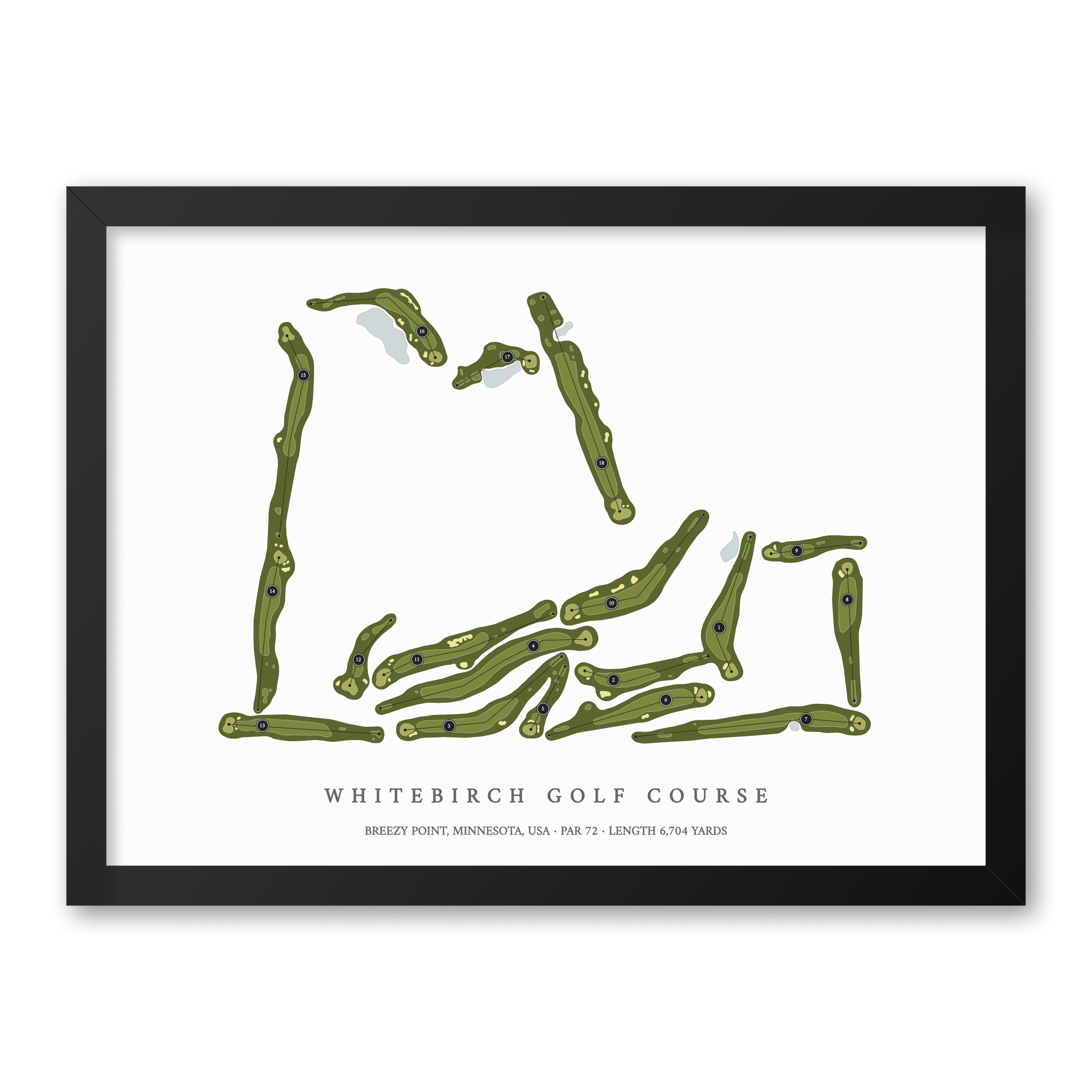 Whitebirch Golf Course | Heritage Style Golf Course Print | Black Frame