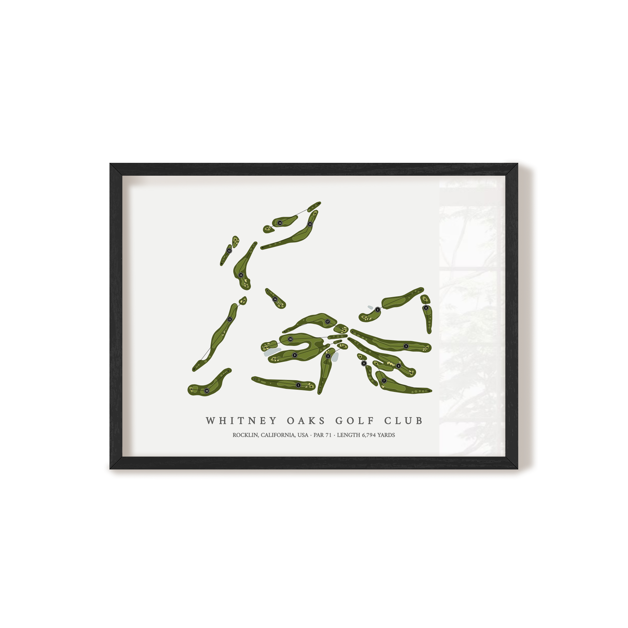 Whitney Oaks Golf Club | Golf Course Map | Black Frame