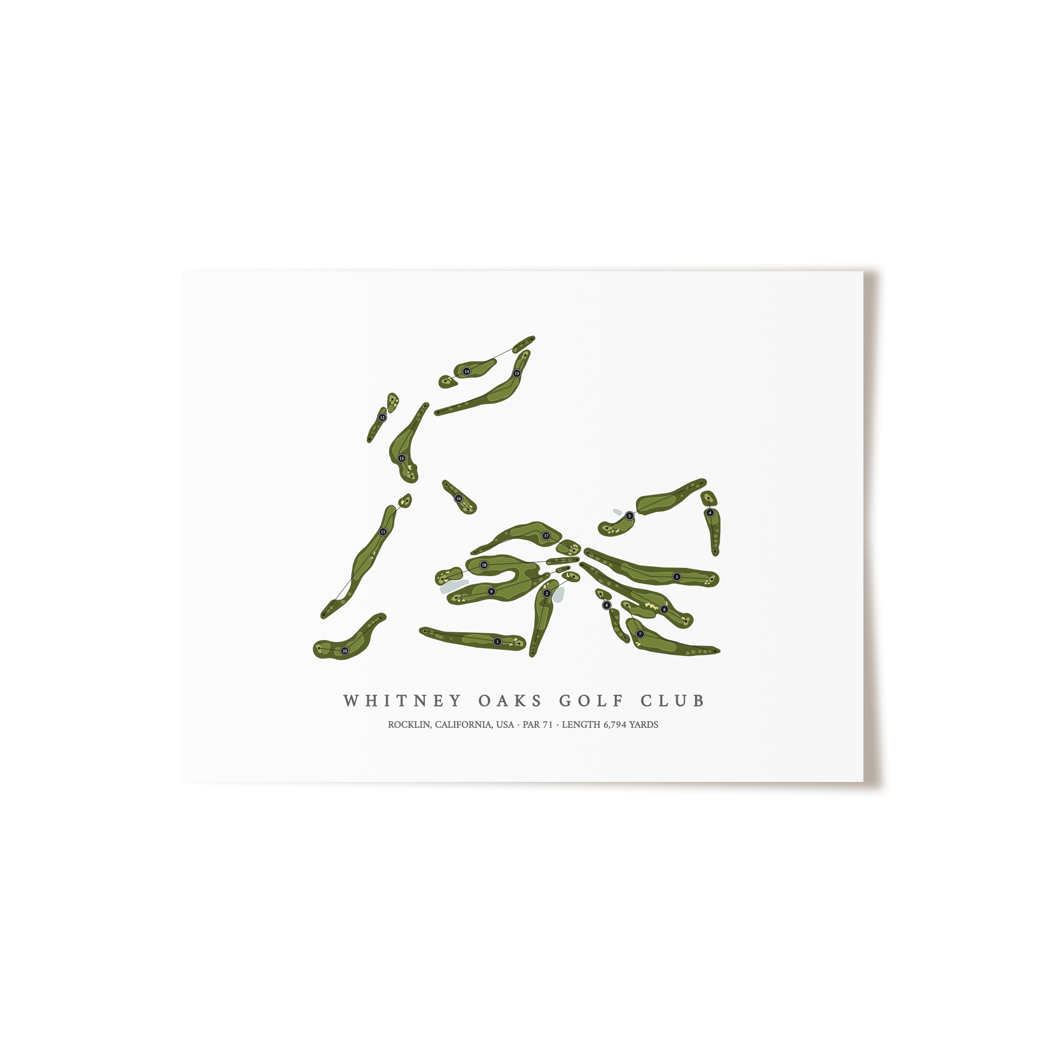 Whitney Oaks Golf Club | Golf Course Map | Unframed