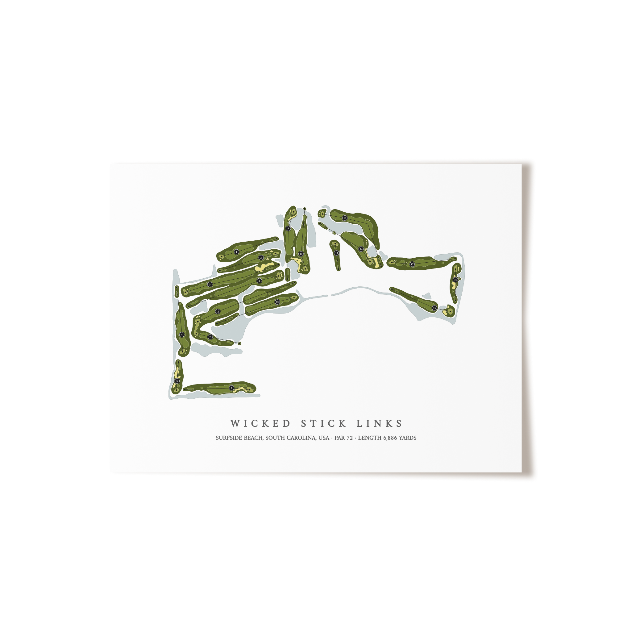 Wicked Stick Links | Golf Course Map | Unframed