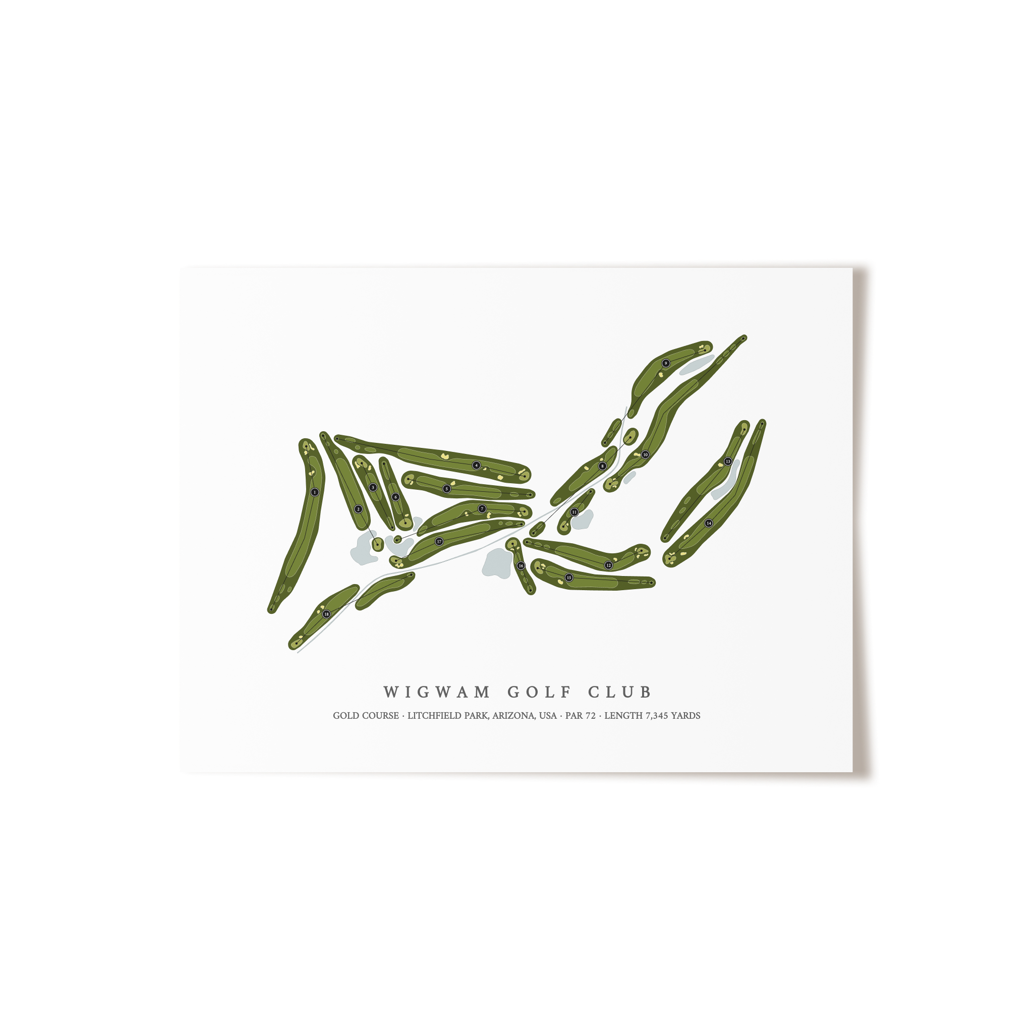 Wigwam Golf Club - Gold Course | Golf Course Map | Unframed