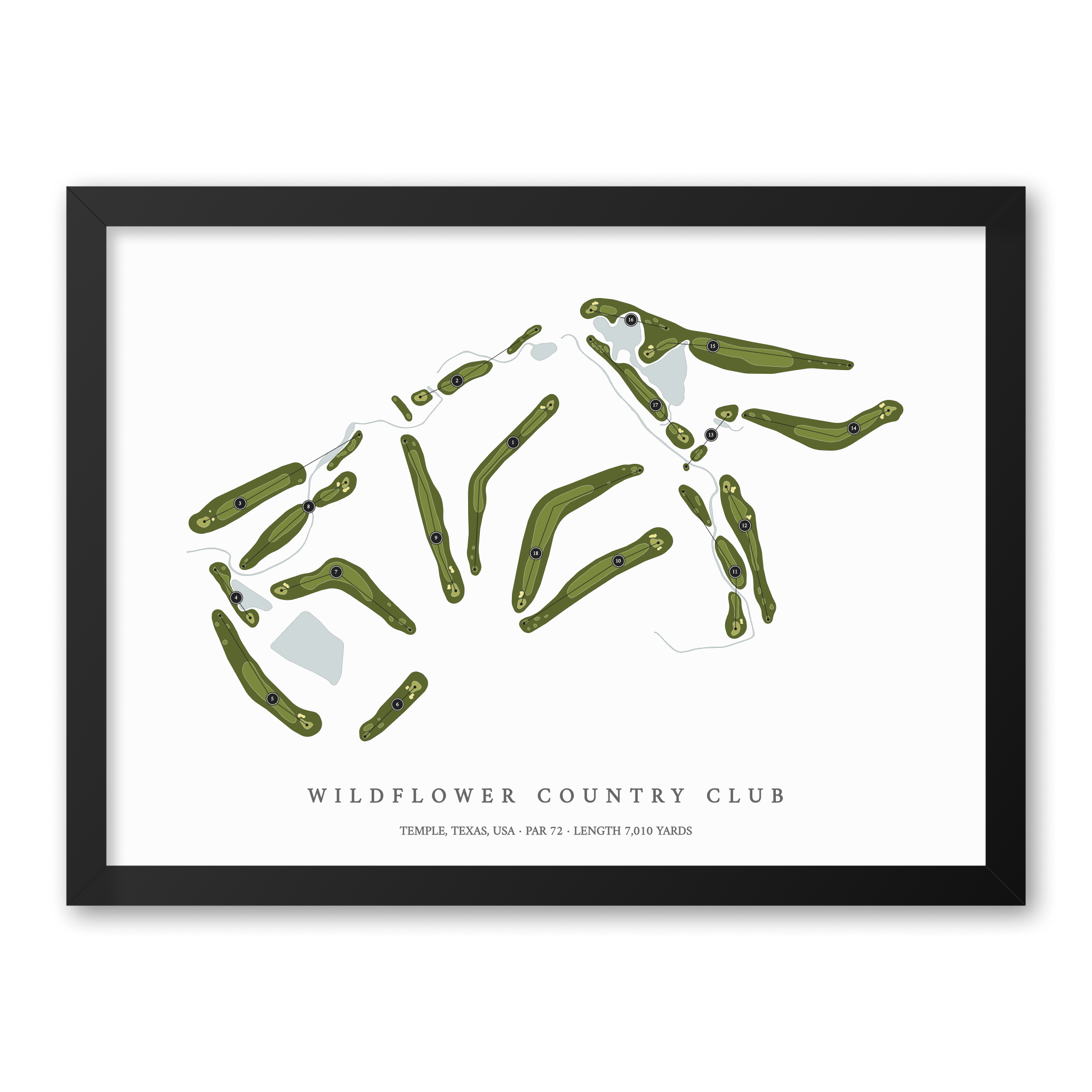 Wildflower Country Club | Golf Course Map | Black Frame