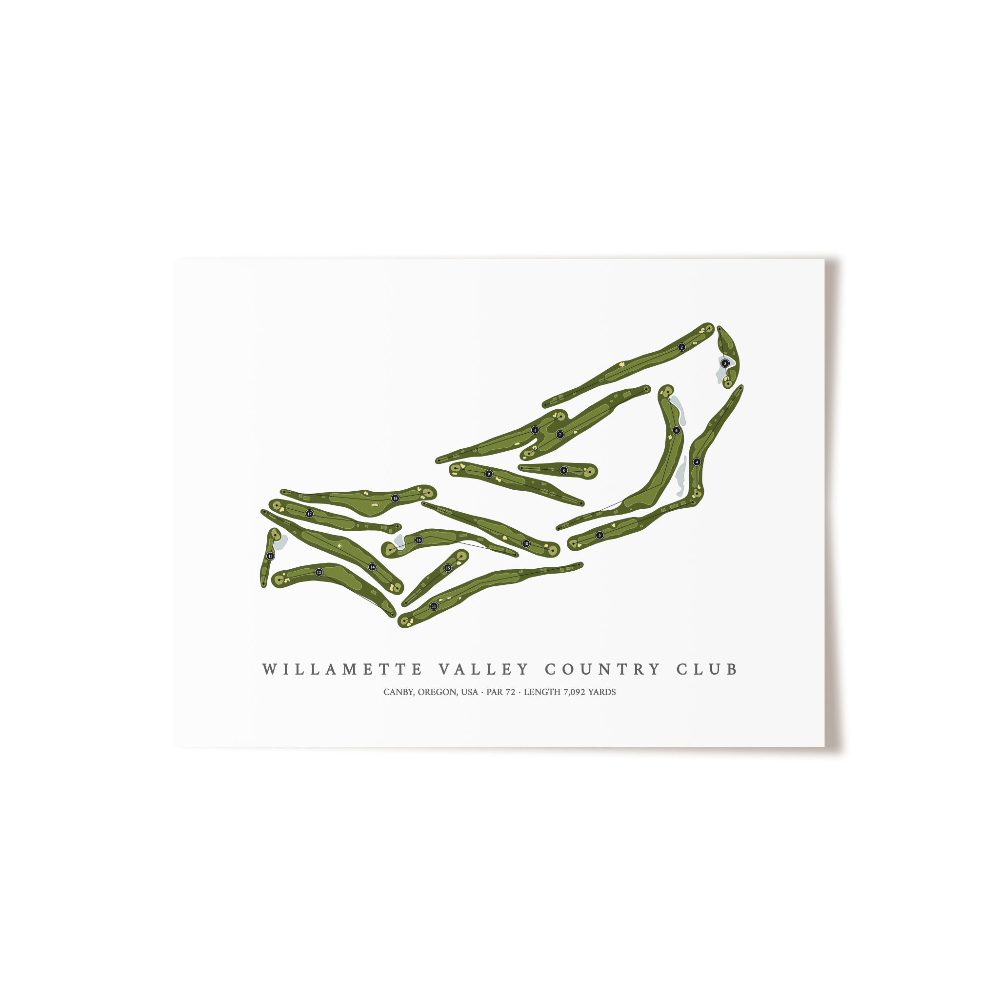 Willamette Valley Country Club | Golf Course Map | Unframed