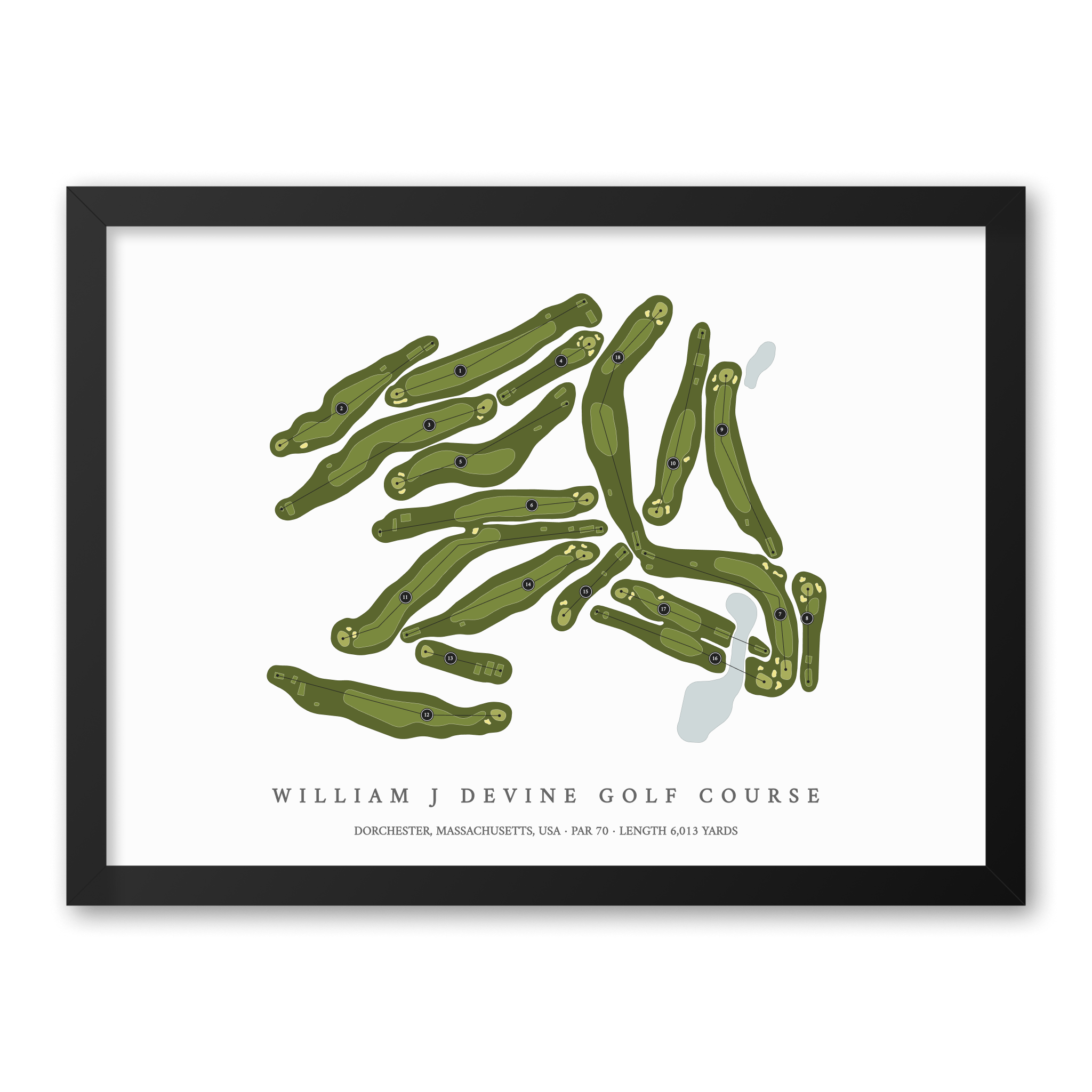 William J Devine Golf Course | Golf Course Map | Black Frame