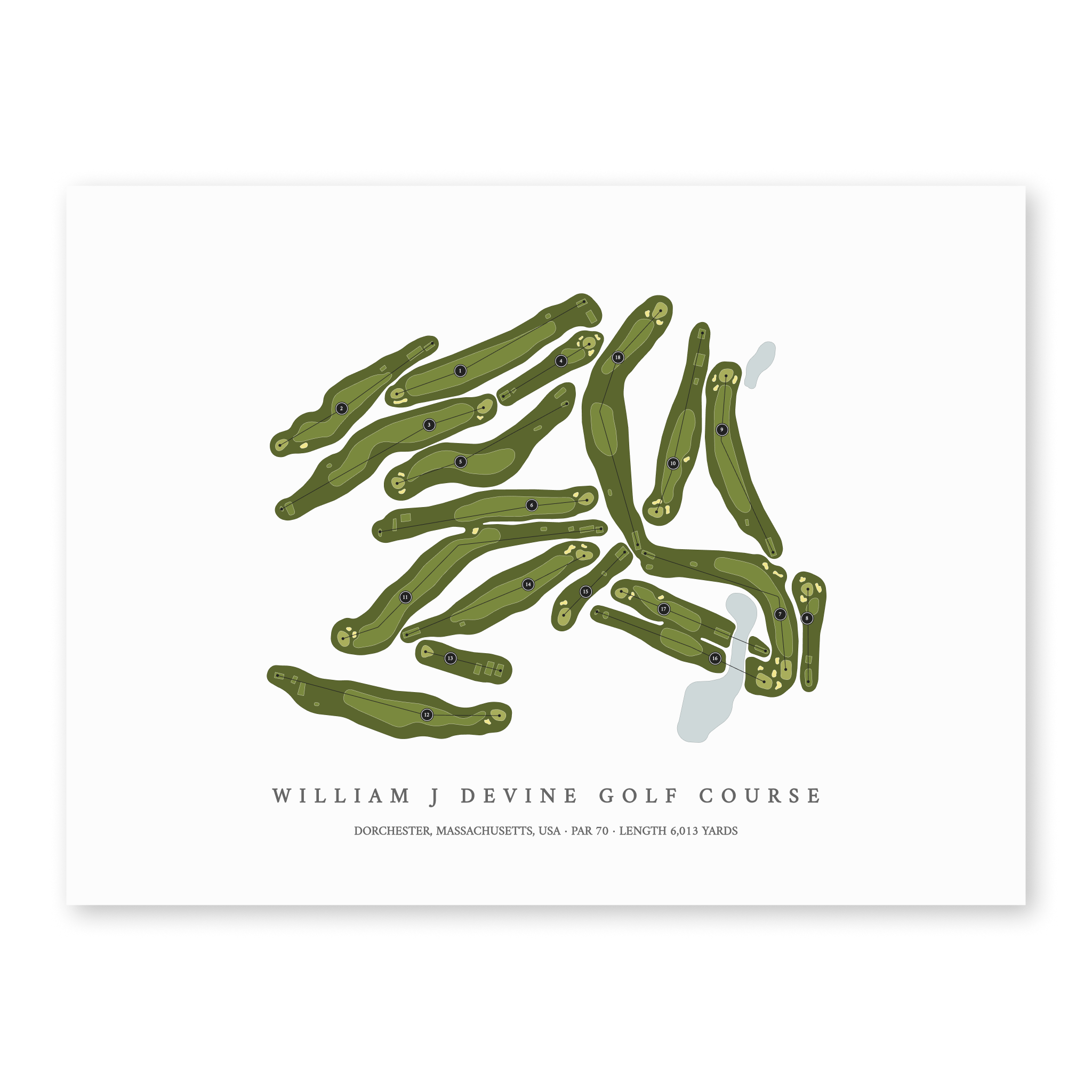 William J Devine Golf Course | Golf Course Map | Unframed