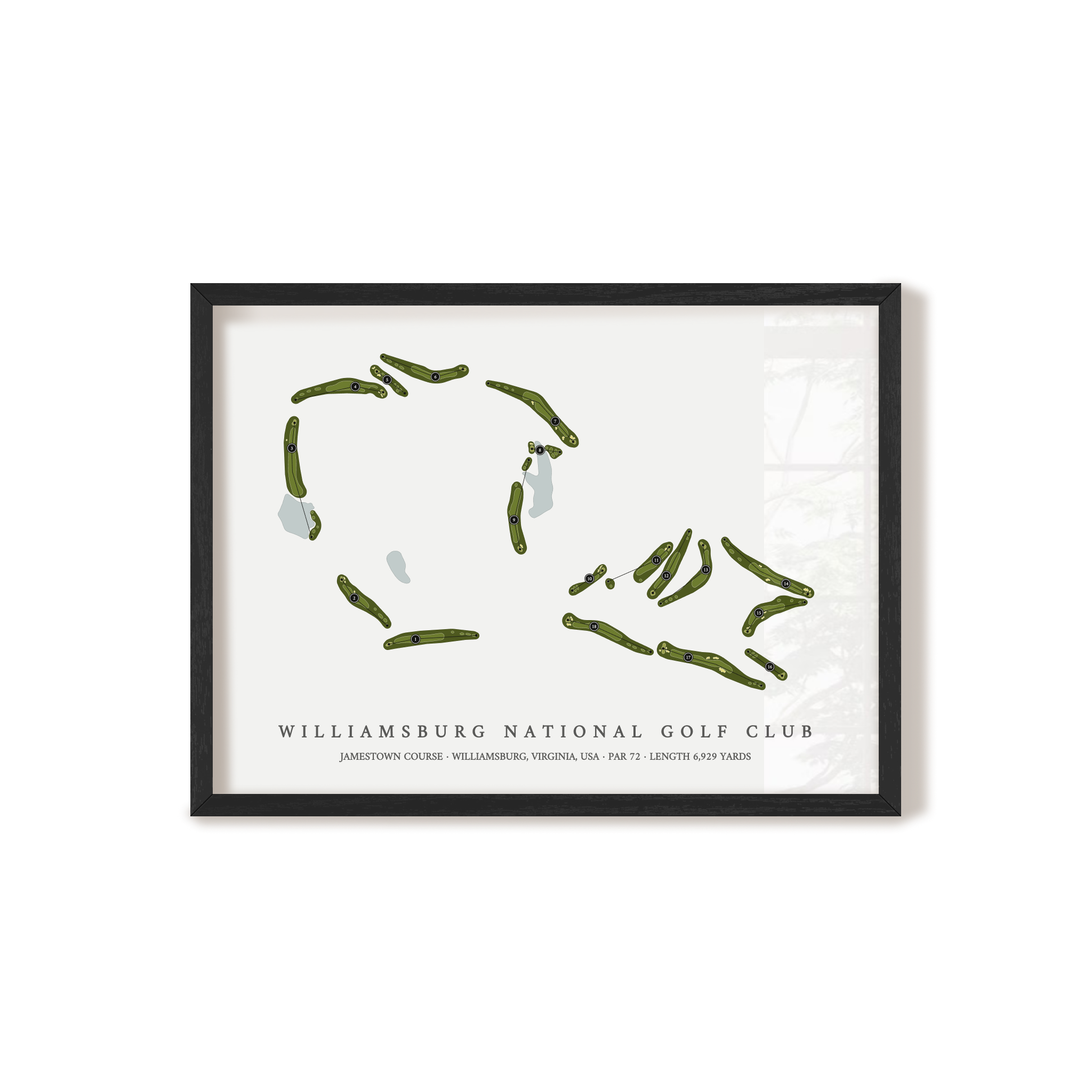Williamsburg National Golf Club - Jamestown Course | Golf Course Map | Black Frame