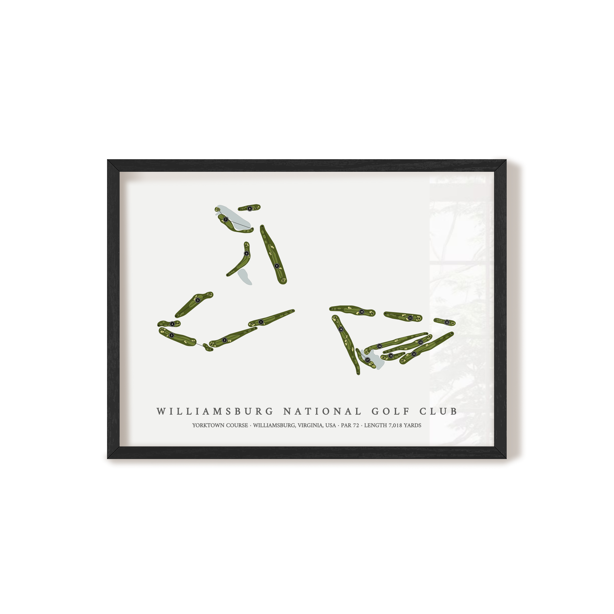 Williamsburg National Golf Club - Yorktown Course | Golf Course Map | Black Frame