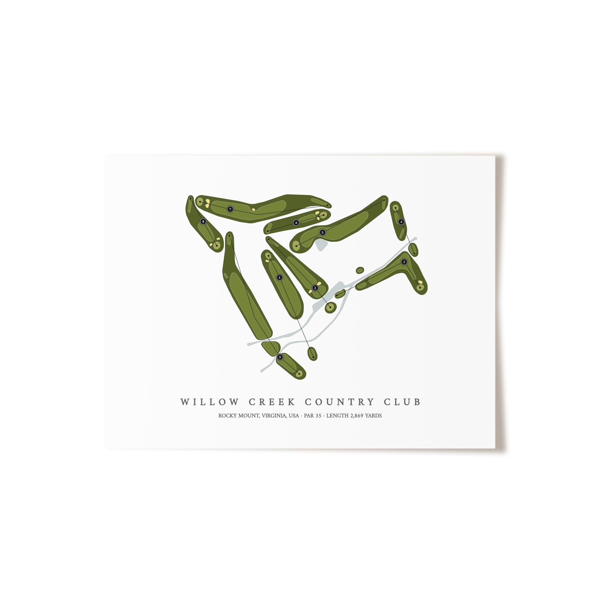 Willow Creek Country Club | Golf Course Map | Unframed