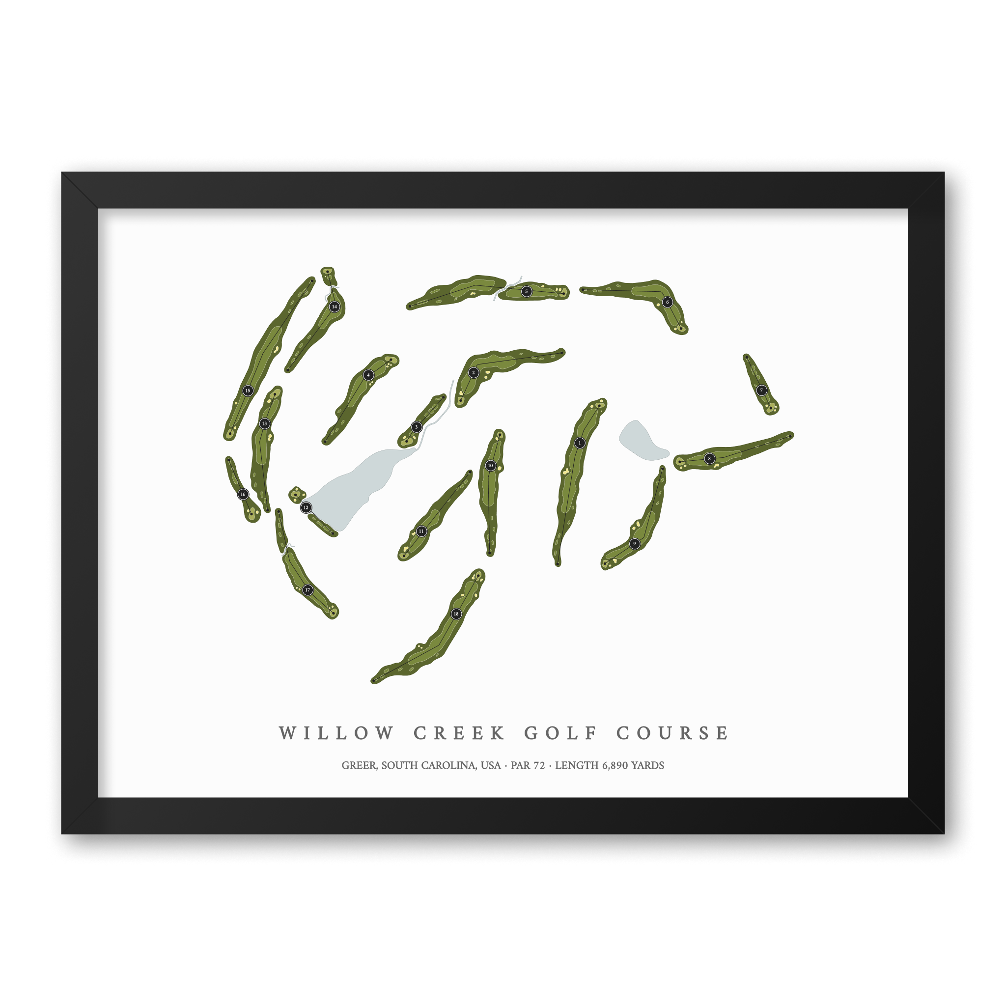 Willow Creek Golf Course | Golf Course Print | Black Frame