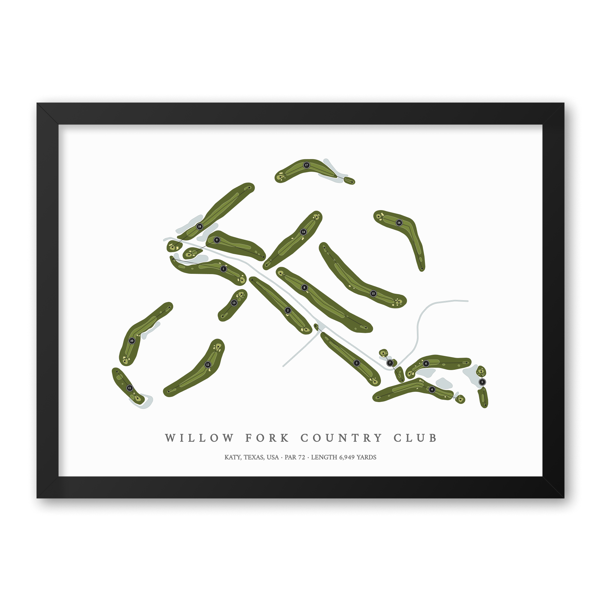Willow Fork Country Club | Golf Course Map | Black Frame