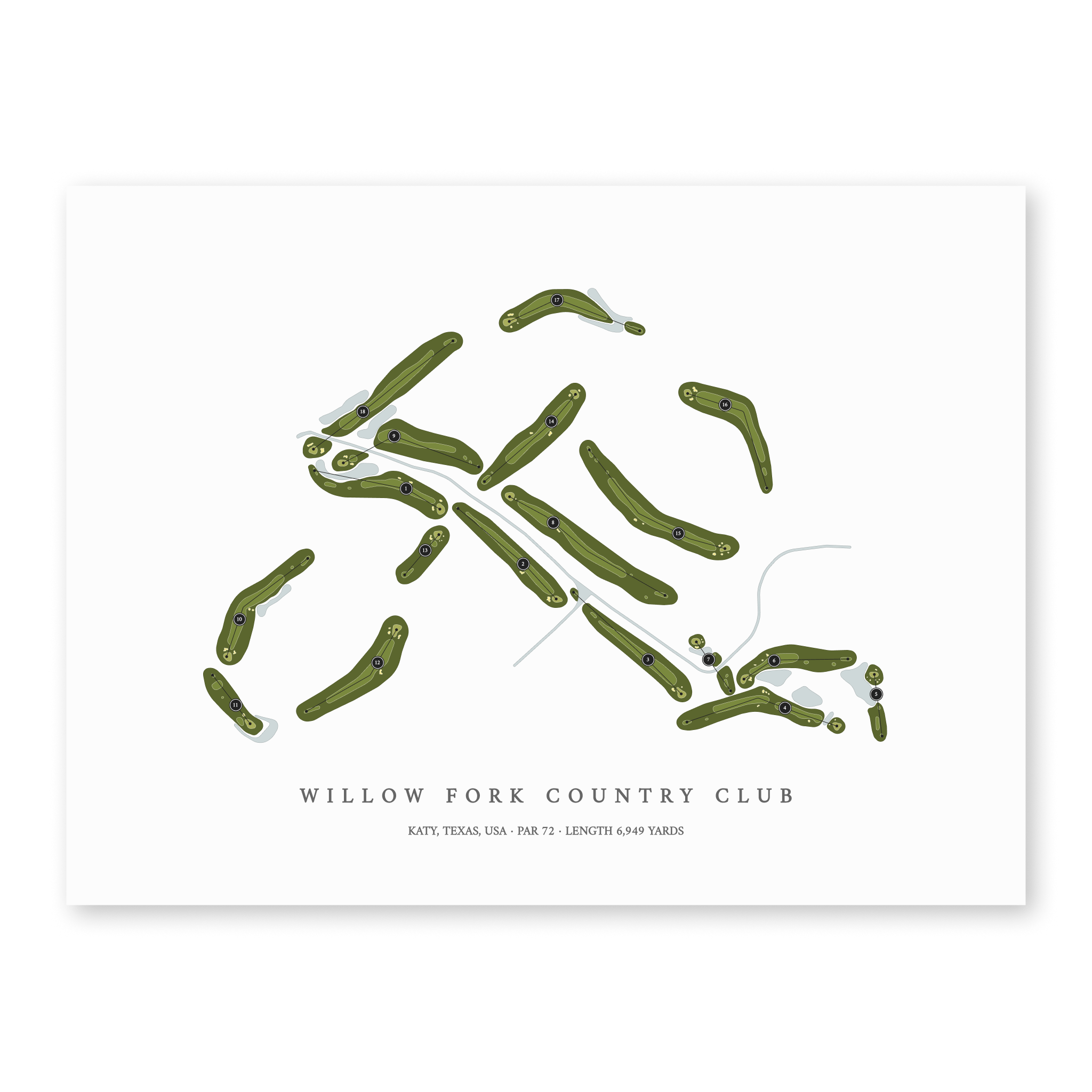 Willow Fork Country Club | Golf Course Map | Unframed