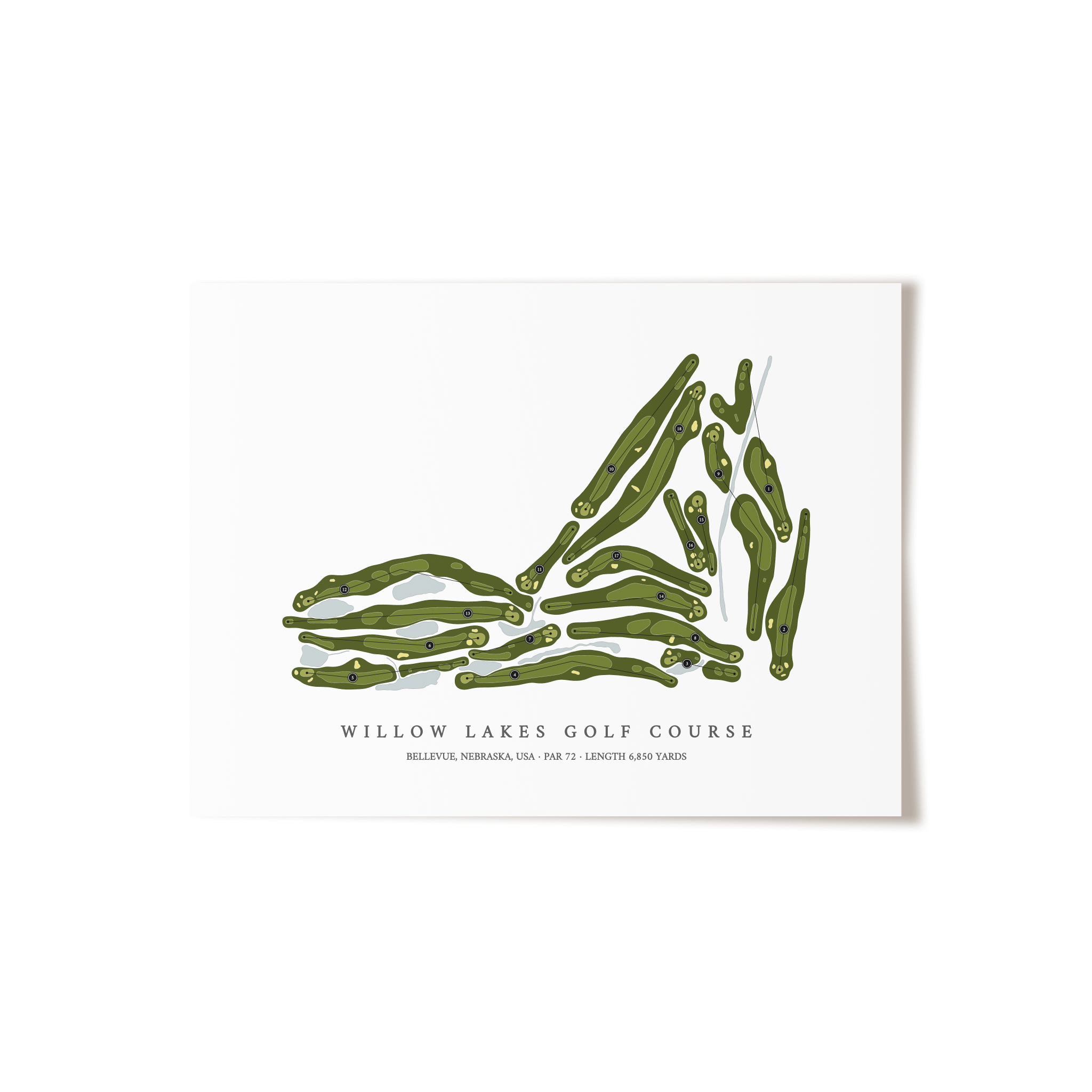 Willow Lakes Golf Course | Golf Course Map | Unframed