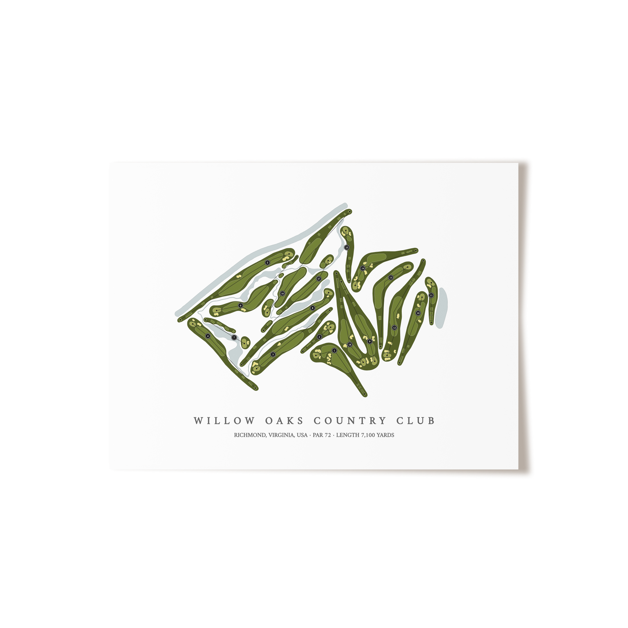 Willow Oaks Country Club | Golf Course Map | Unframed