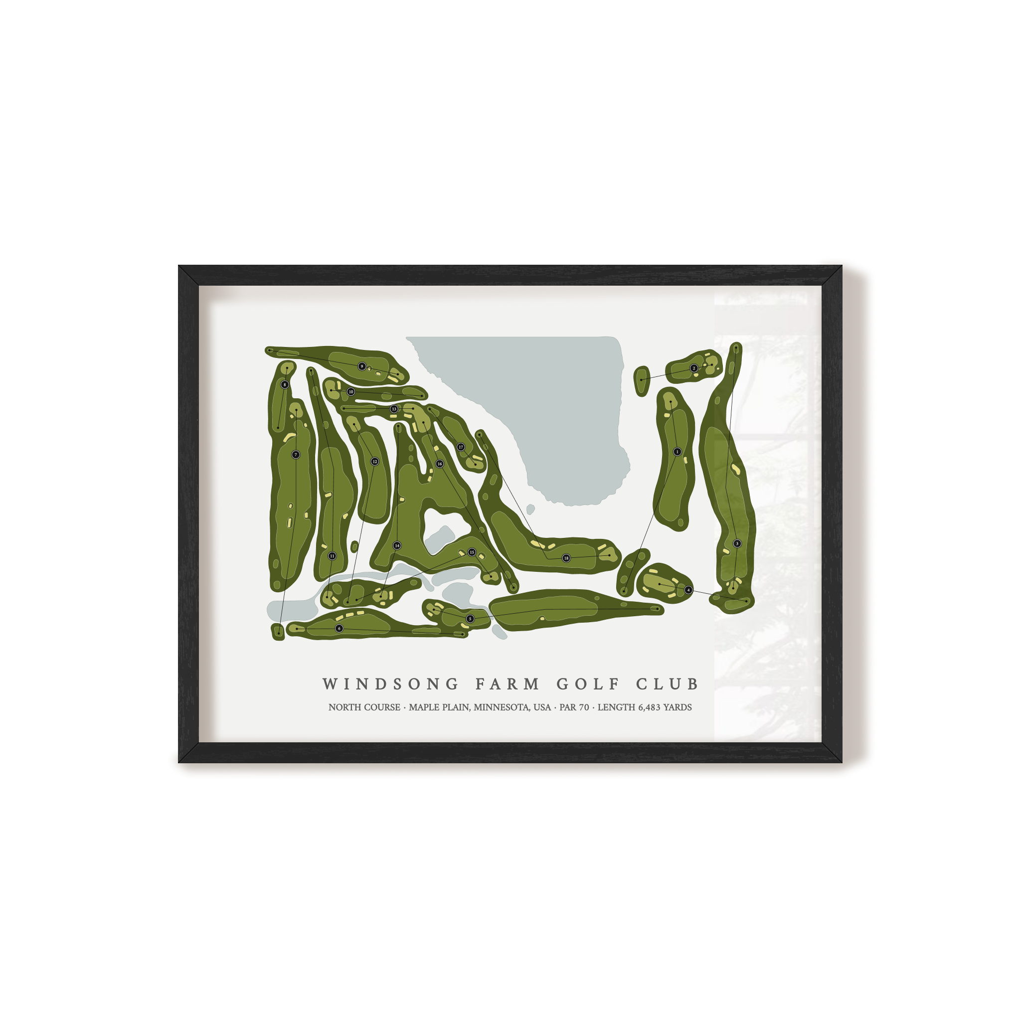 Windsong Farm Golf Club - North Course | Golf Course Map | Black Frame