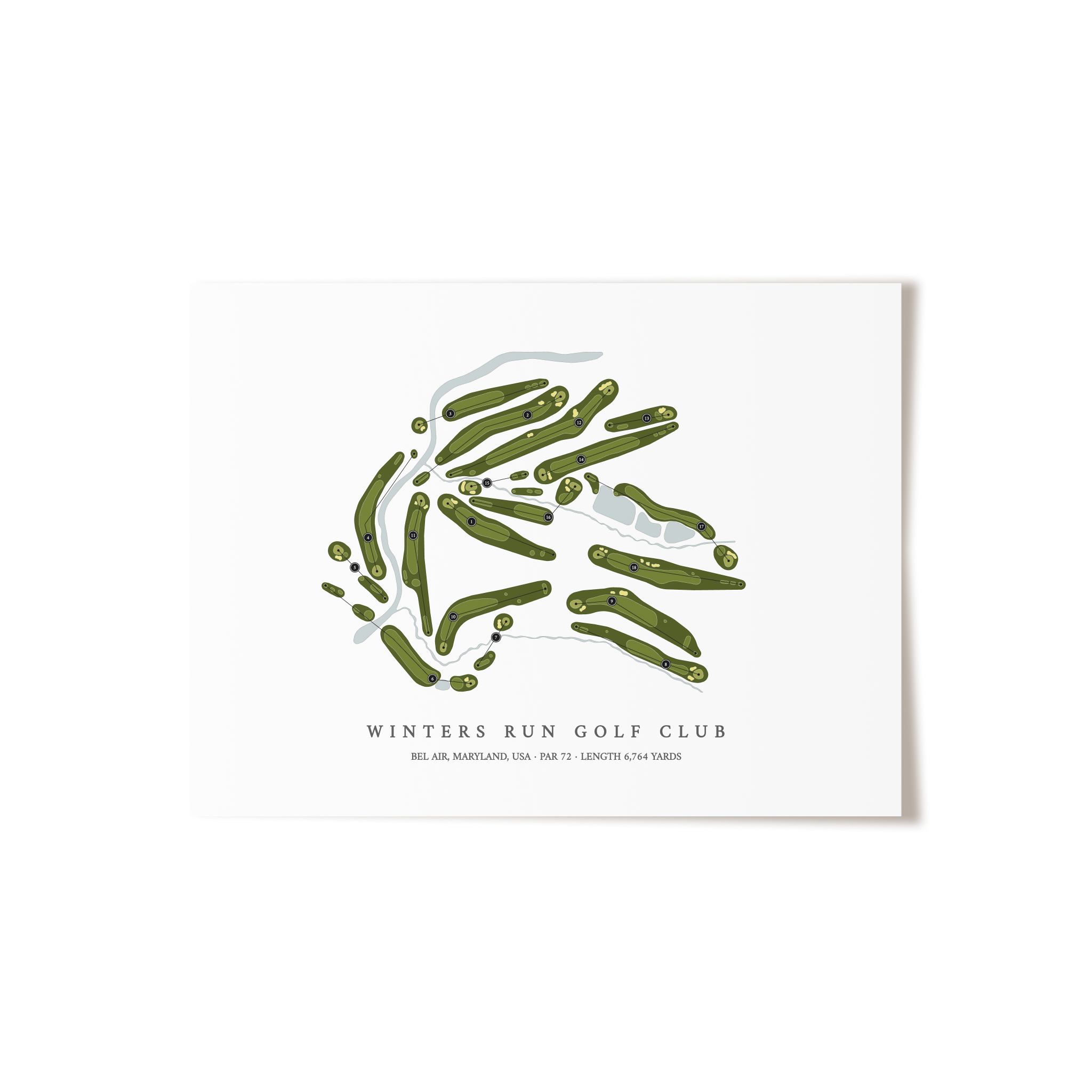 Winters Run Golf Club | Golf Course Map | Unframed