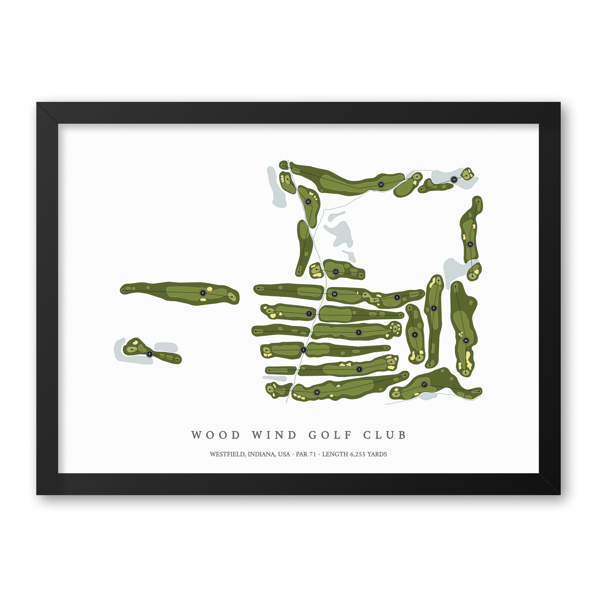 Wood Wind Golf Club | Golf Course Map | Black Frame